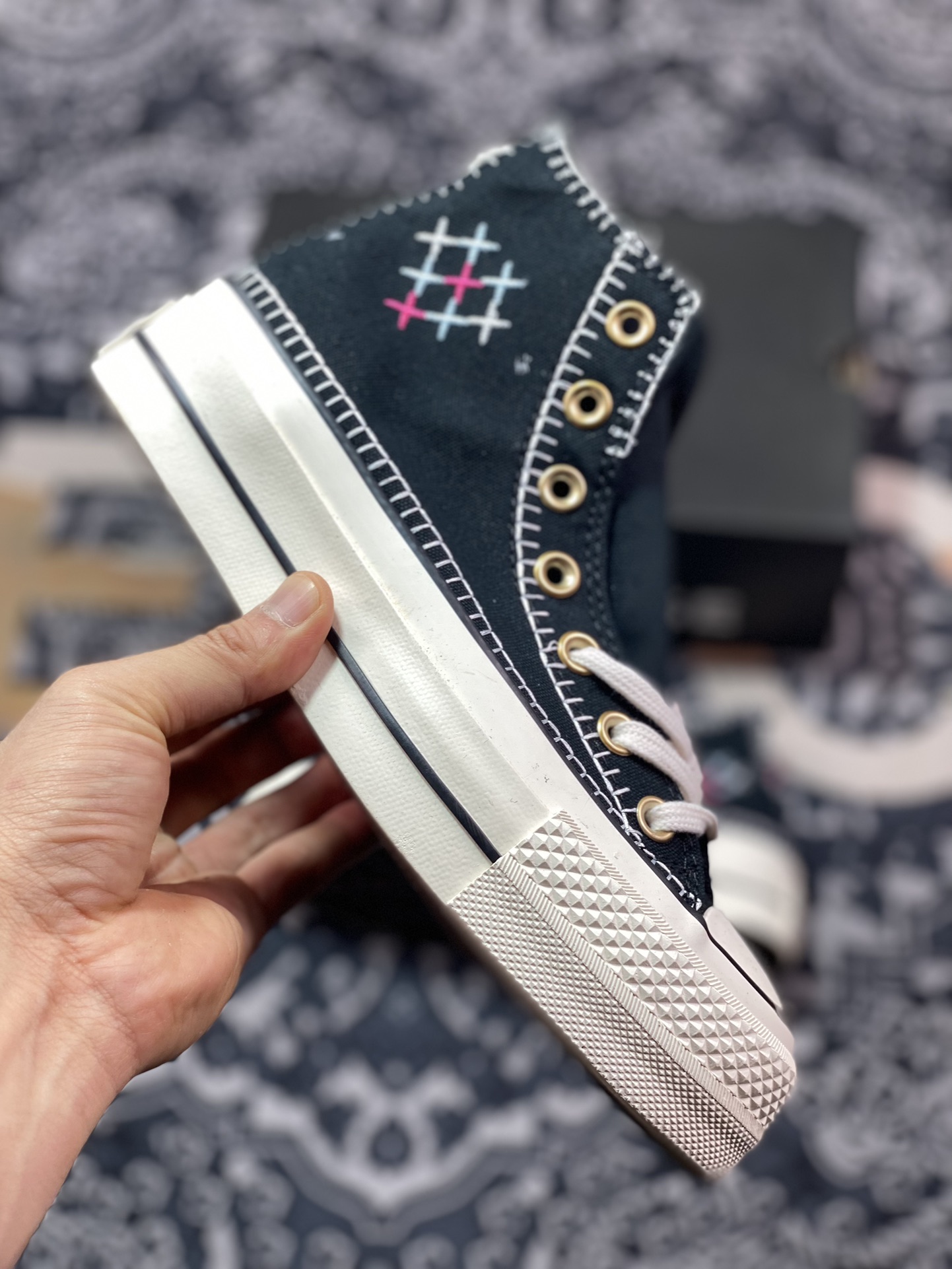 150 真标 Converse All Star Lift 车缝线 新款匡威小雏菊硫化帆布鞋 A08731C