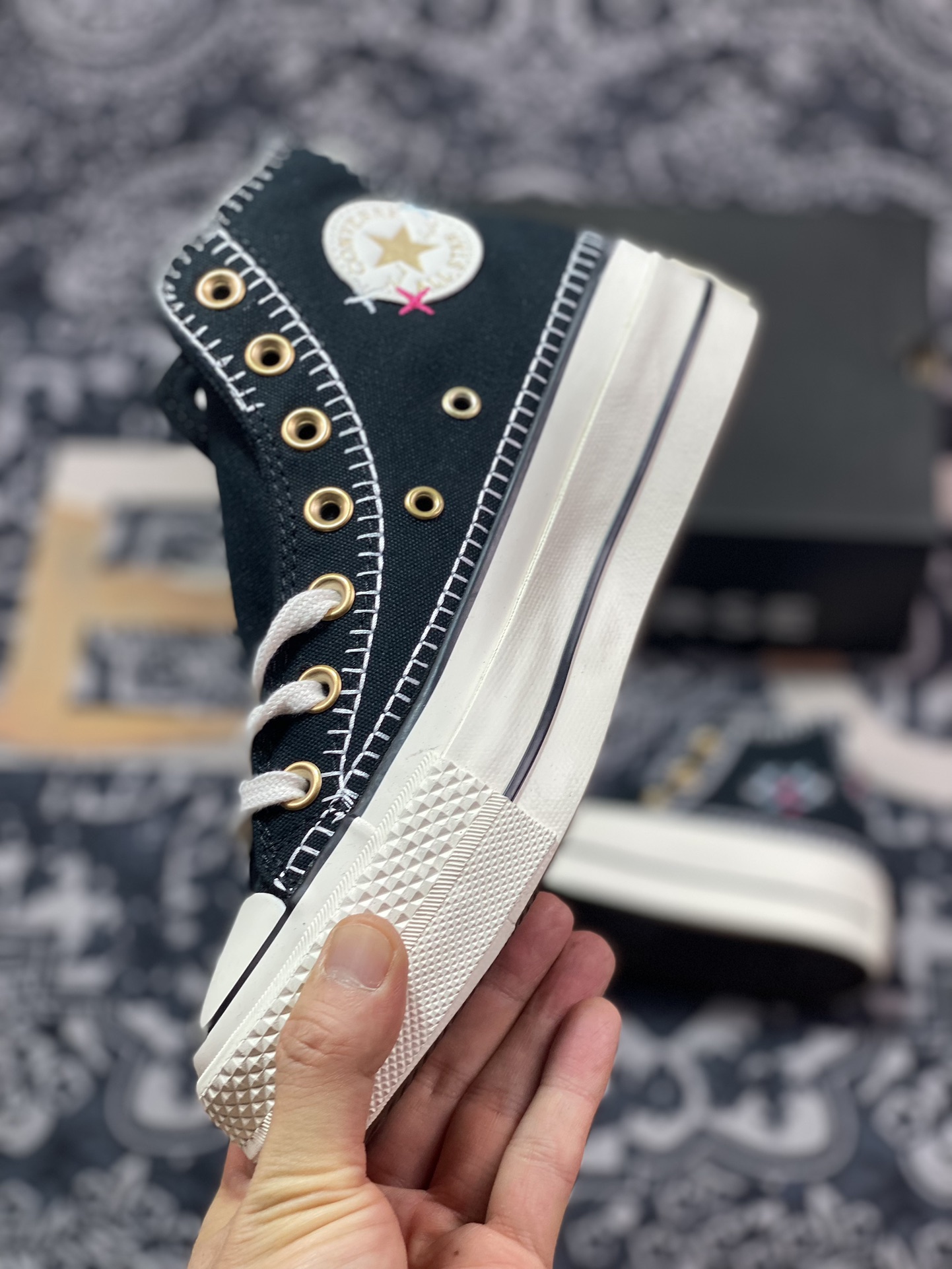 150 真标 Converse All Star Lift 车缝线 新款匡威小雏菊硫化帆布鞋 A08731C