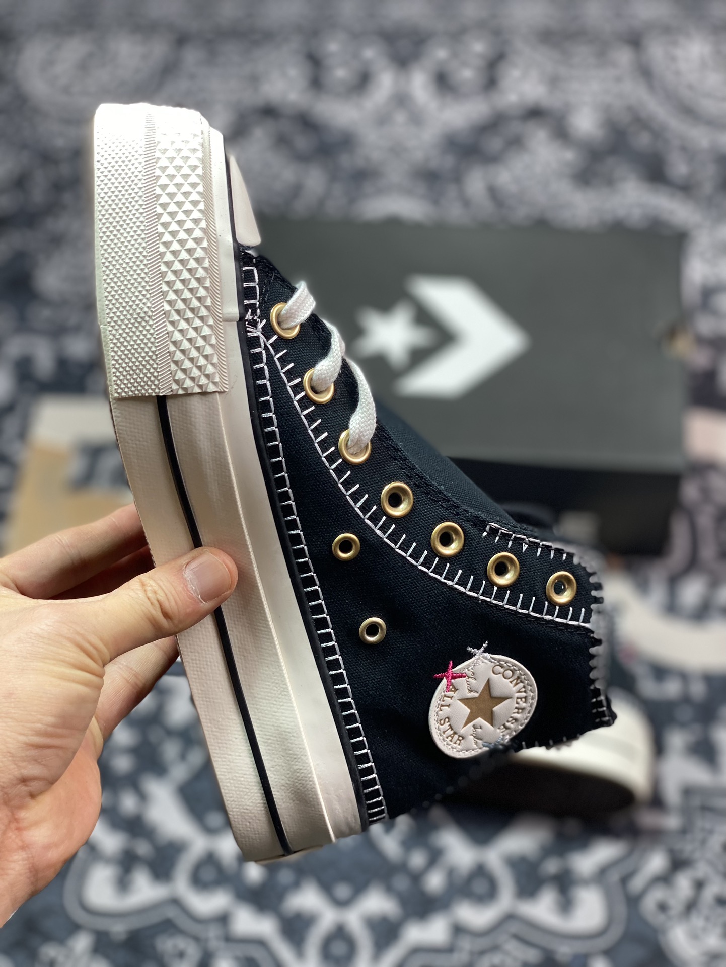 150 真标 Converse All Star Lift 车缝线 新款匡威小雏菊硫化帆布鞋 A08731C