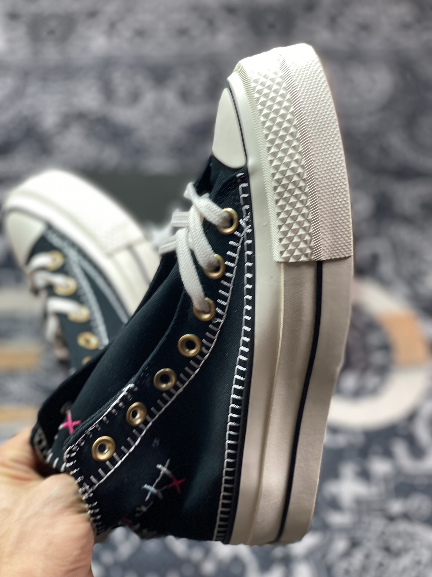 150 真标 Converse All Star Lift 车缝线 新款匡威小雏菊硫化帆布鞋 A08731C