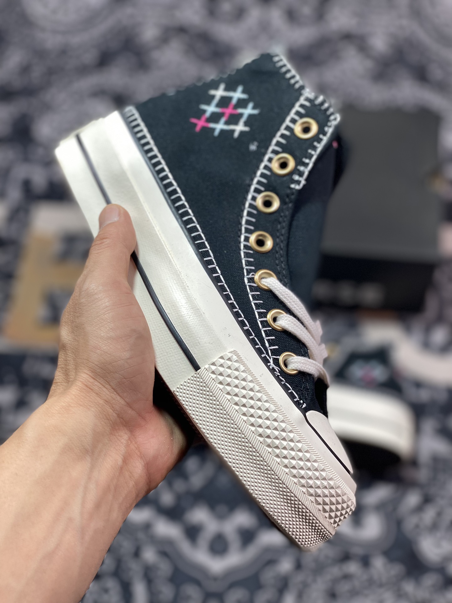 150 真标 Converse All Star Lift 车缝线 新款匡威小雏菊硫化帆布鞋 A08731C