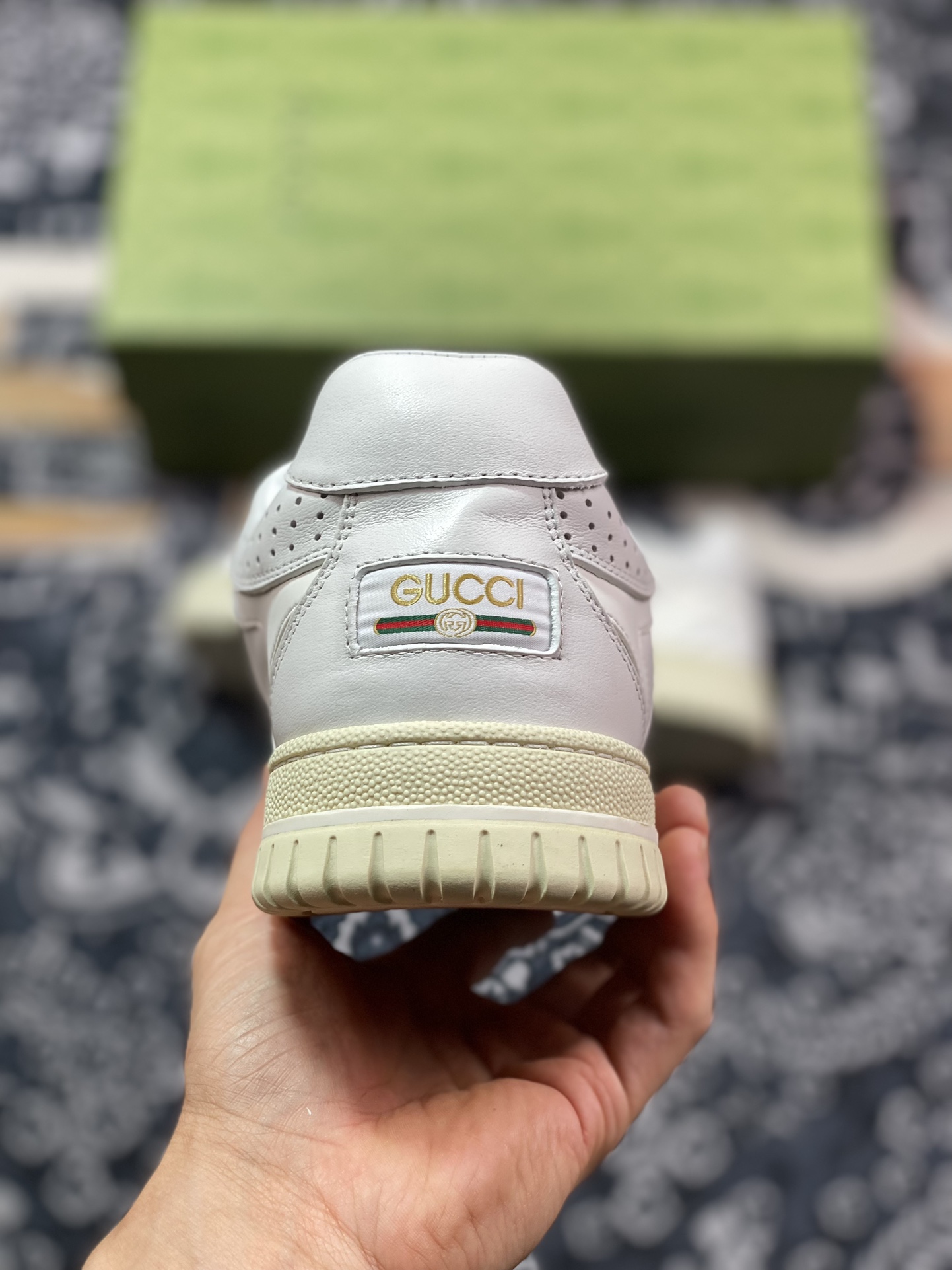 Gucci Re-Web Leather Sneakers low-top sneakers ”Leather Off-White Ebony