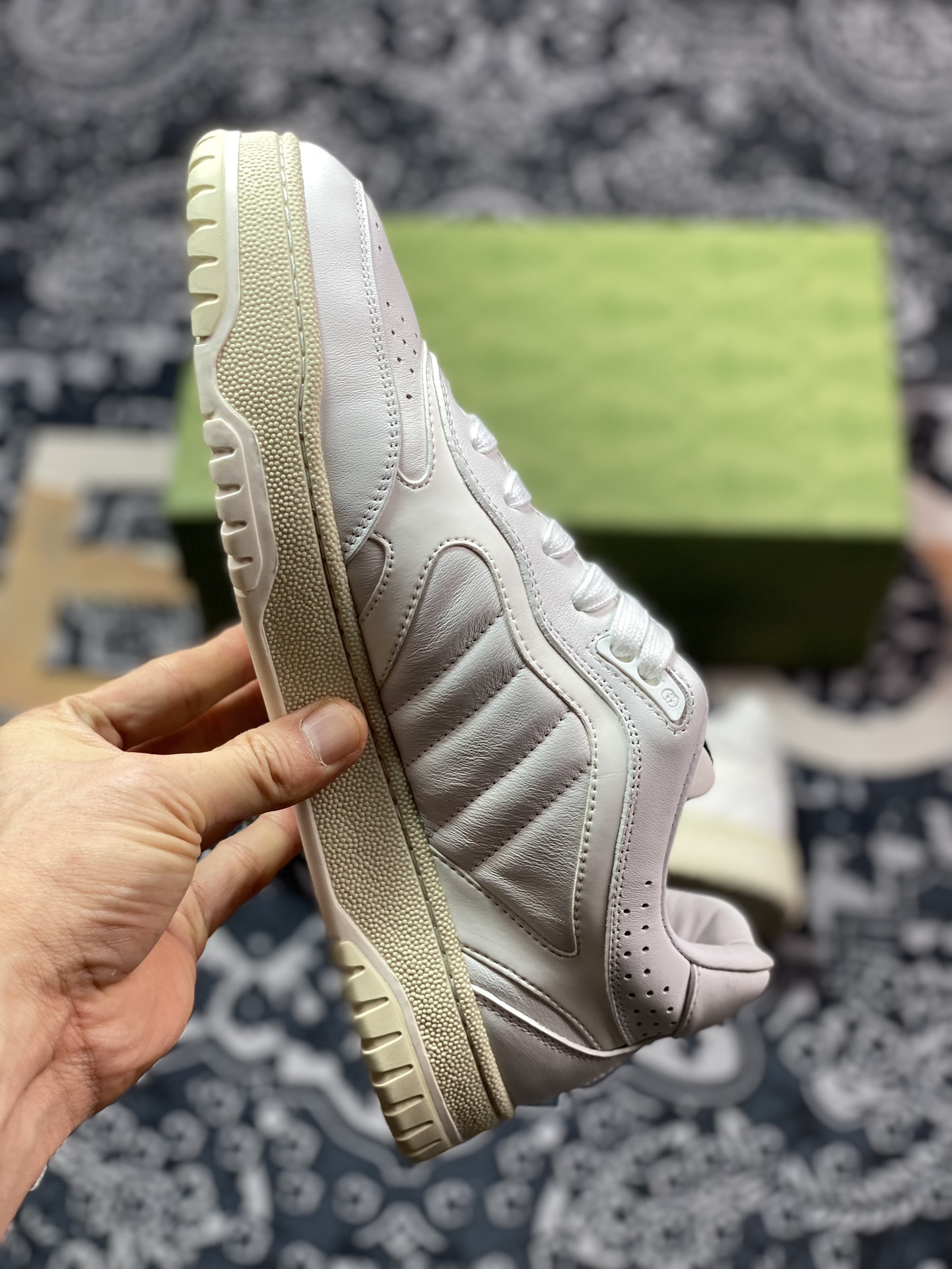 Gucci Re-Web Leather Sneakers low-top sneakers ”Leather Off-White Ebony