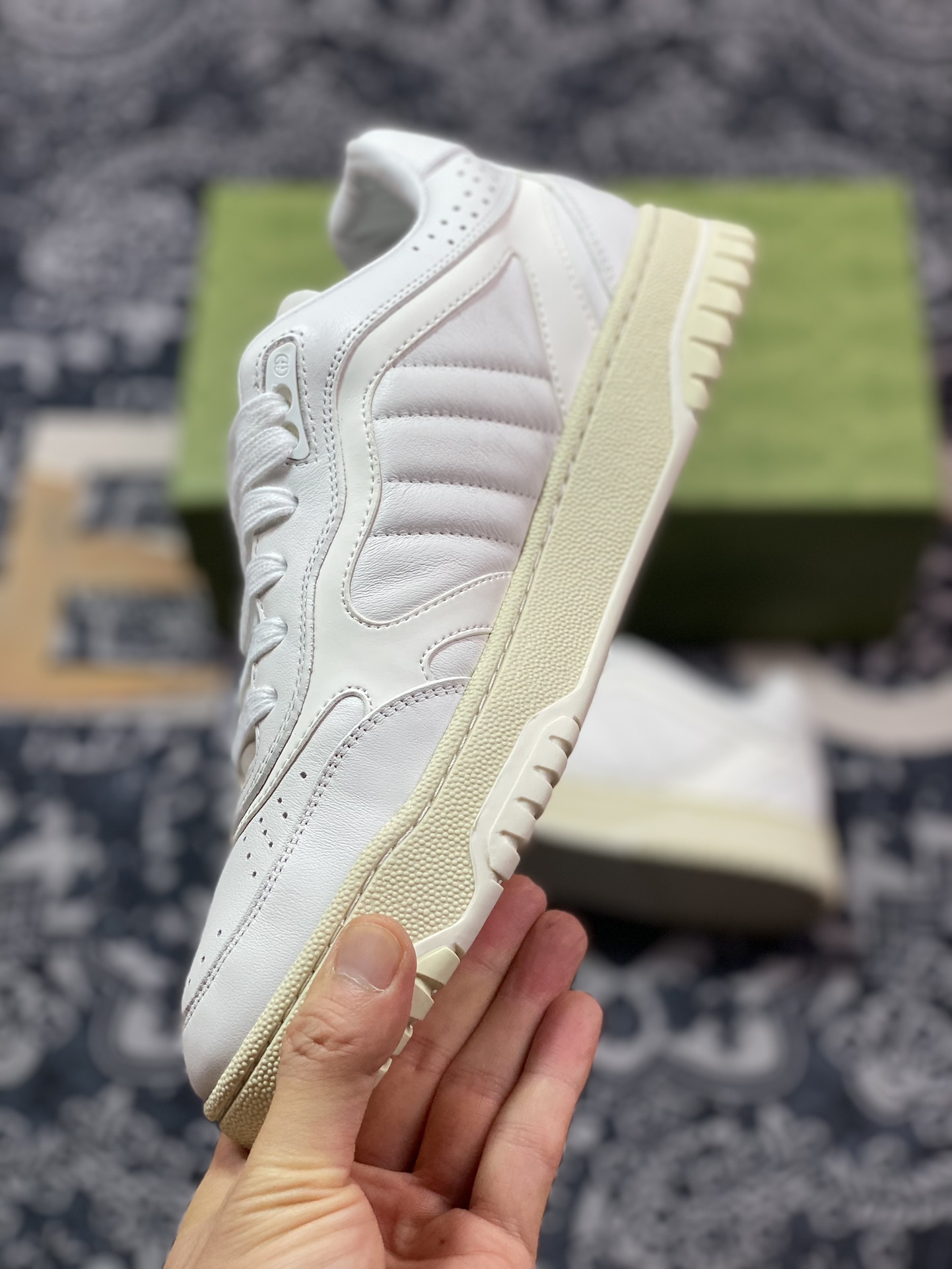 Gucci Re-Web Leather Sneakers low-top sneakers ”Leather Off-White Ebony