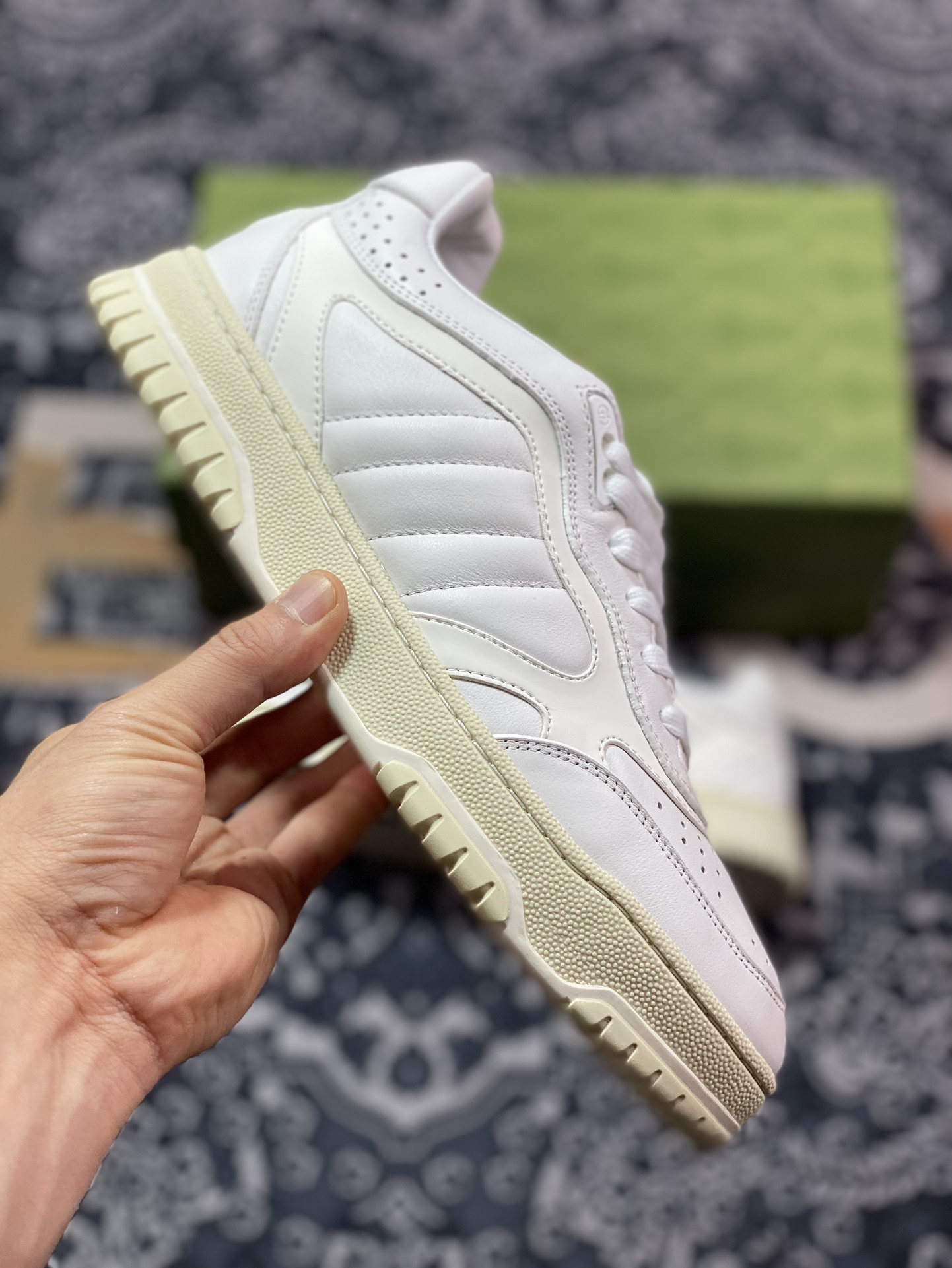 Gucci Re-Web Leather Sneakers low-top sneakers ”Leather Off-White Ebony