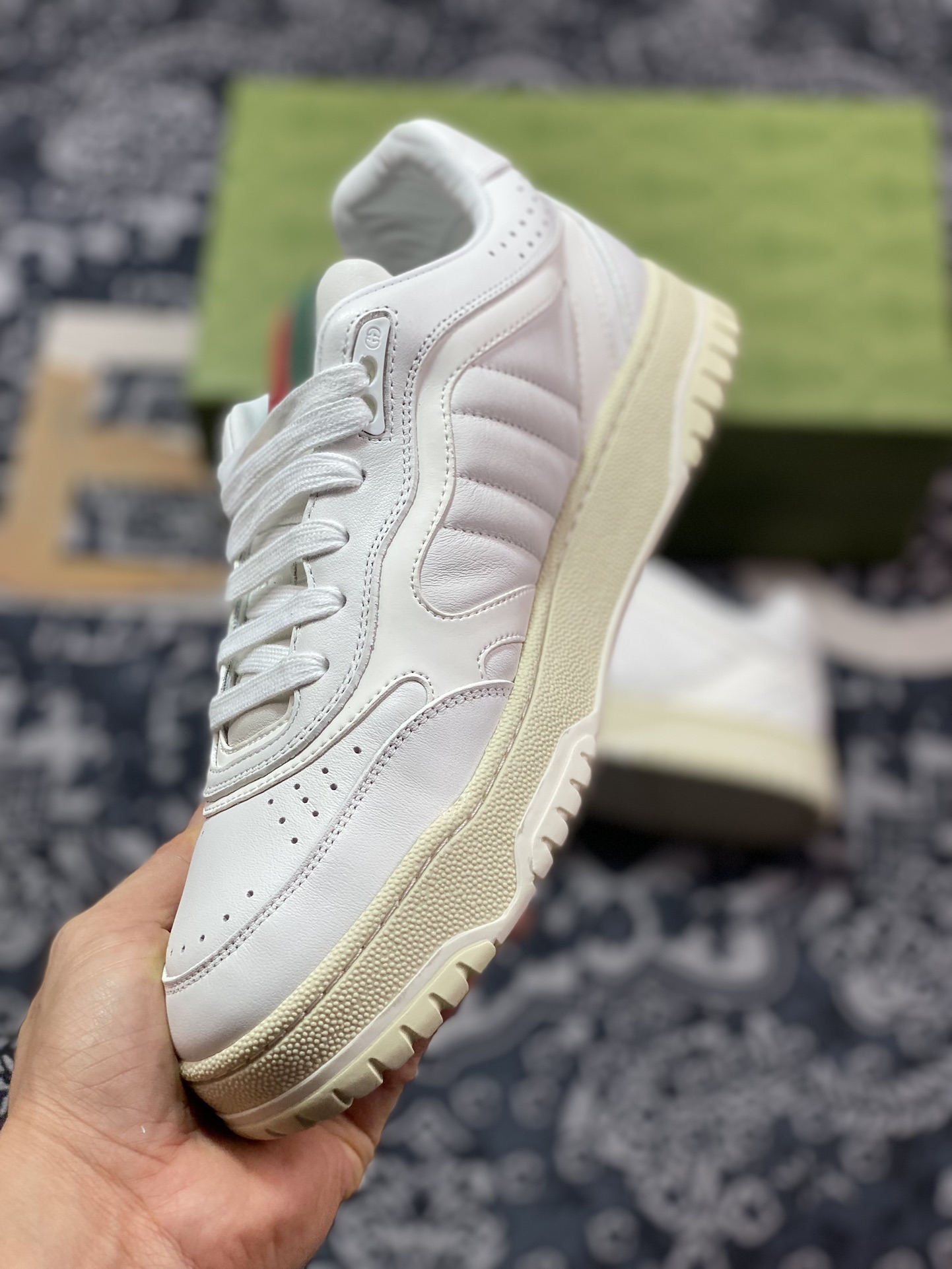 Gucci Re-Web Leather Sneakers low-top sneakers ”Leather Off-White Ebony