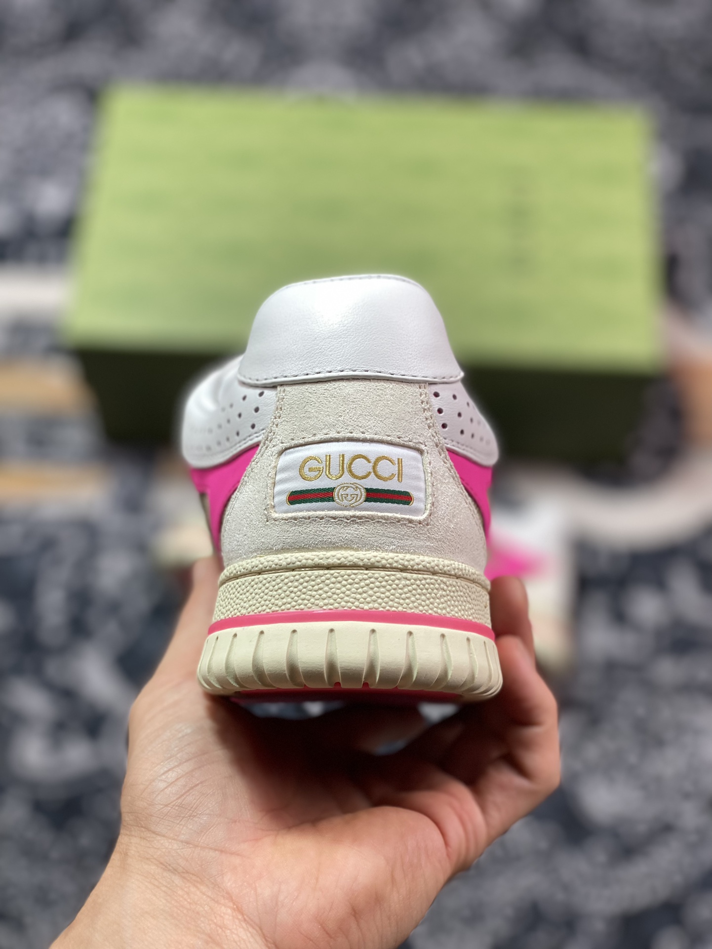 Gucci Re-Web Leather Sneakers series low-top retro sneakers ”leather beige brown rose red
