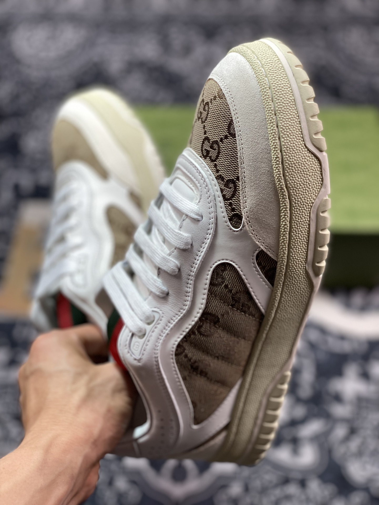 Gucci Re-Web Leather Sneakers low-top sneakers ”Leather Beige Brown