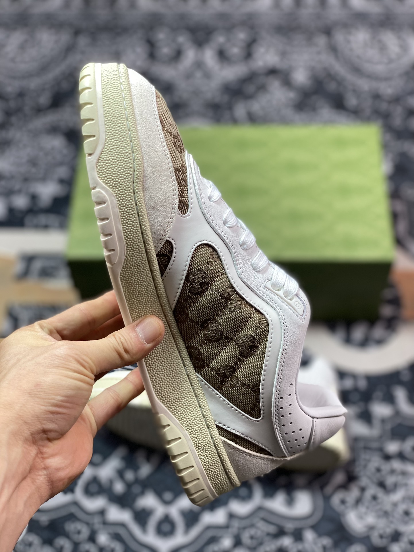 Gucci Re-Web Leather Sneakers low-top sneakers ”Leather Beige Brown