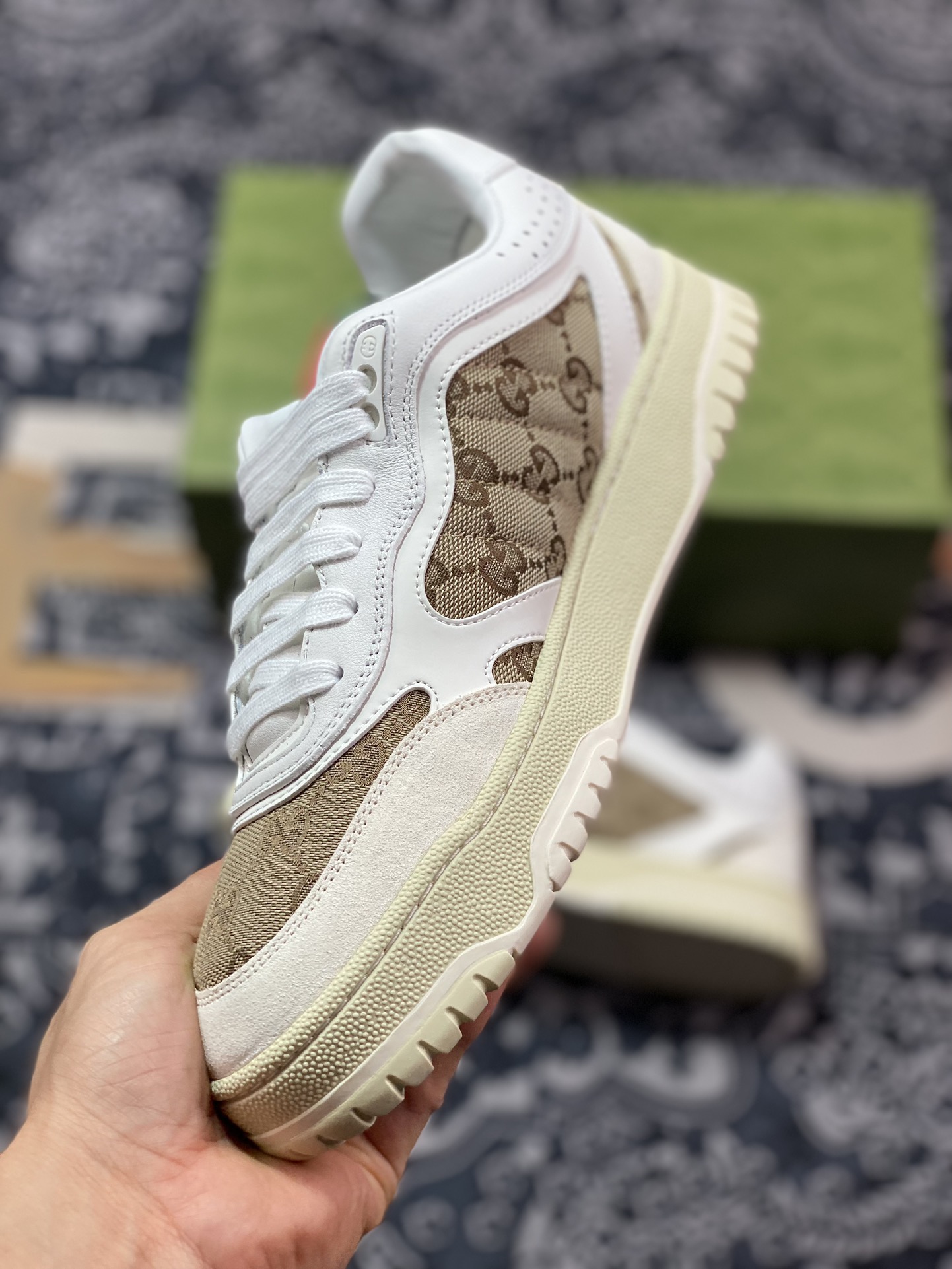 Gucci Re-Web Leather Sneakers low-top sneakers ”Leather Beige Brown