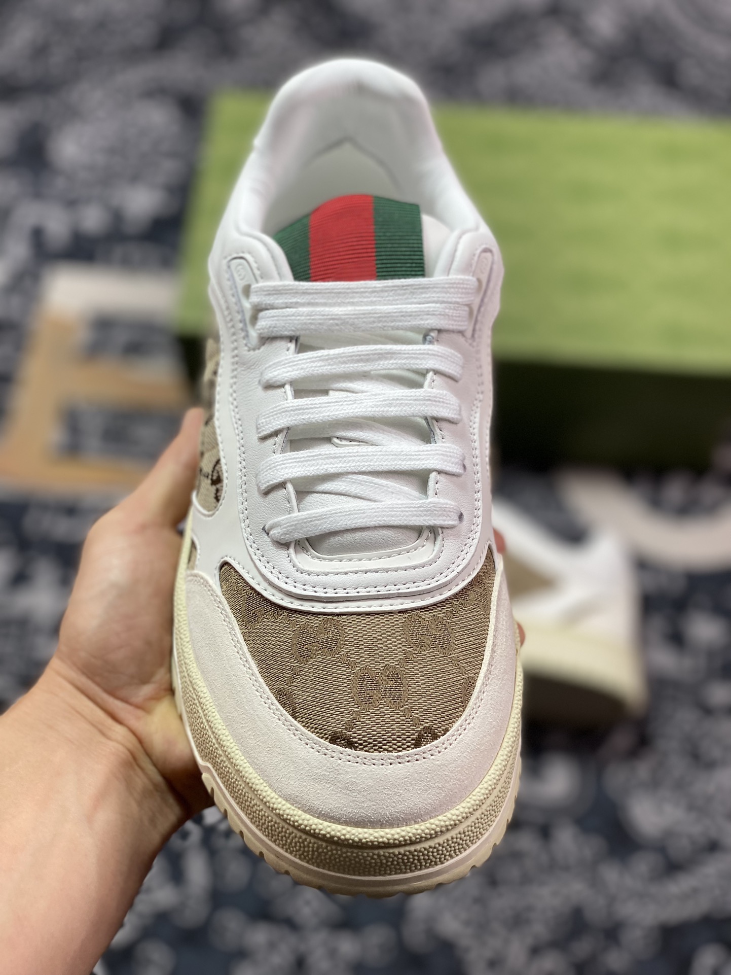 Gucci Re-Web Leather Sneakers low-top sneakers ”Leather Beige Brown
