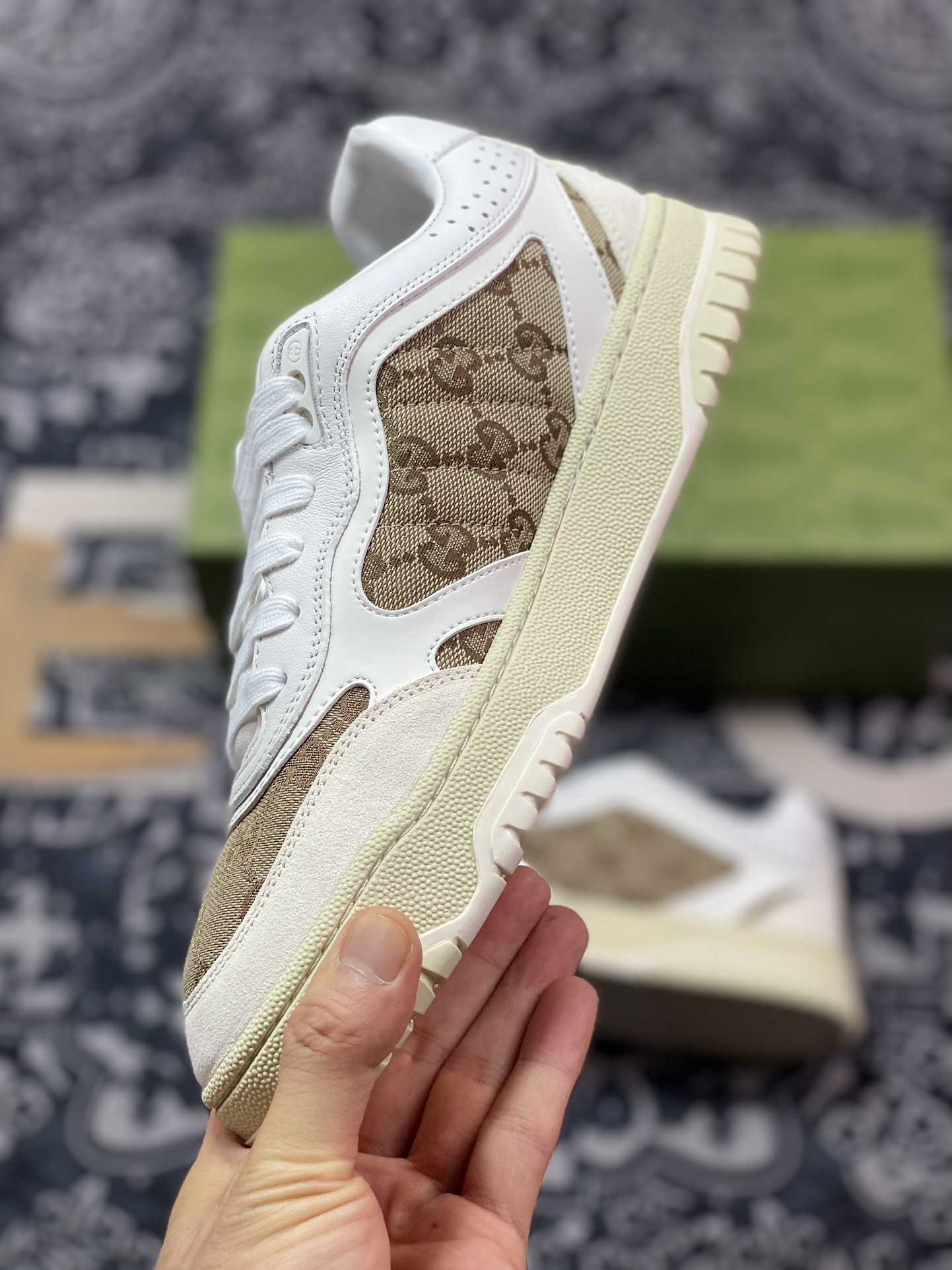 Gucci Re-Web Leather Sneakers low-top sneakers ”Leather Beige Brown