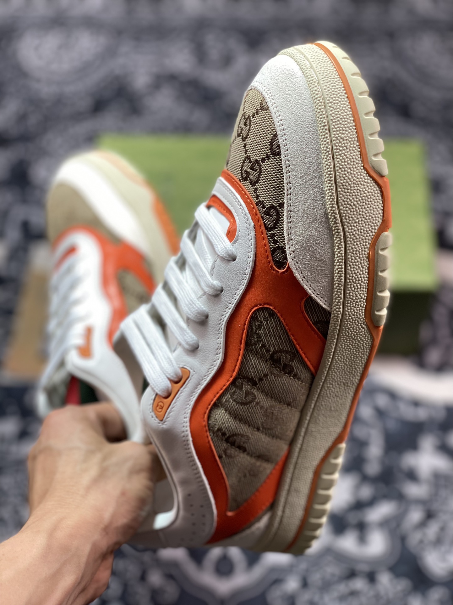 Gucci Re-Web Leather Sneakers low-top retro sneakers