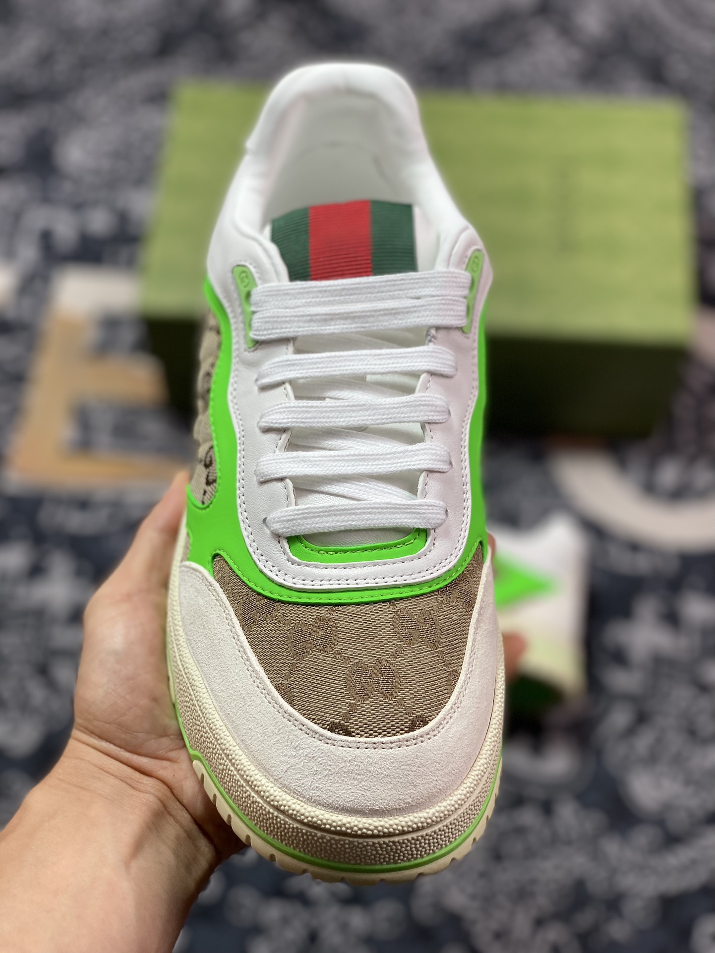Gucci Re-Web Leather Sneakers series low-top sneakers ”leather beige brown