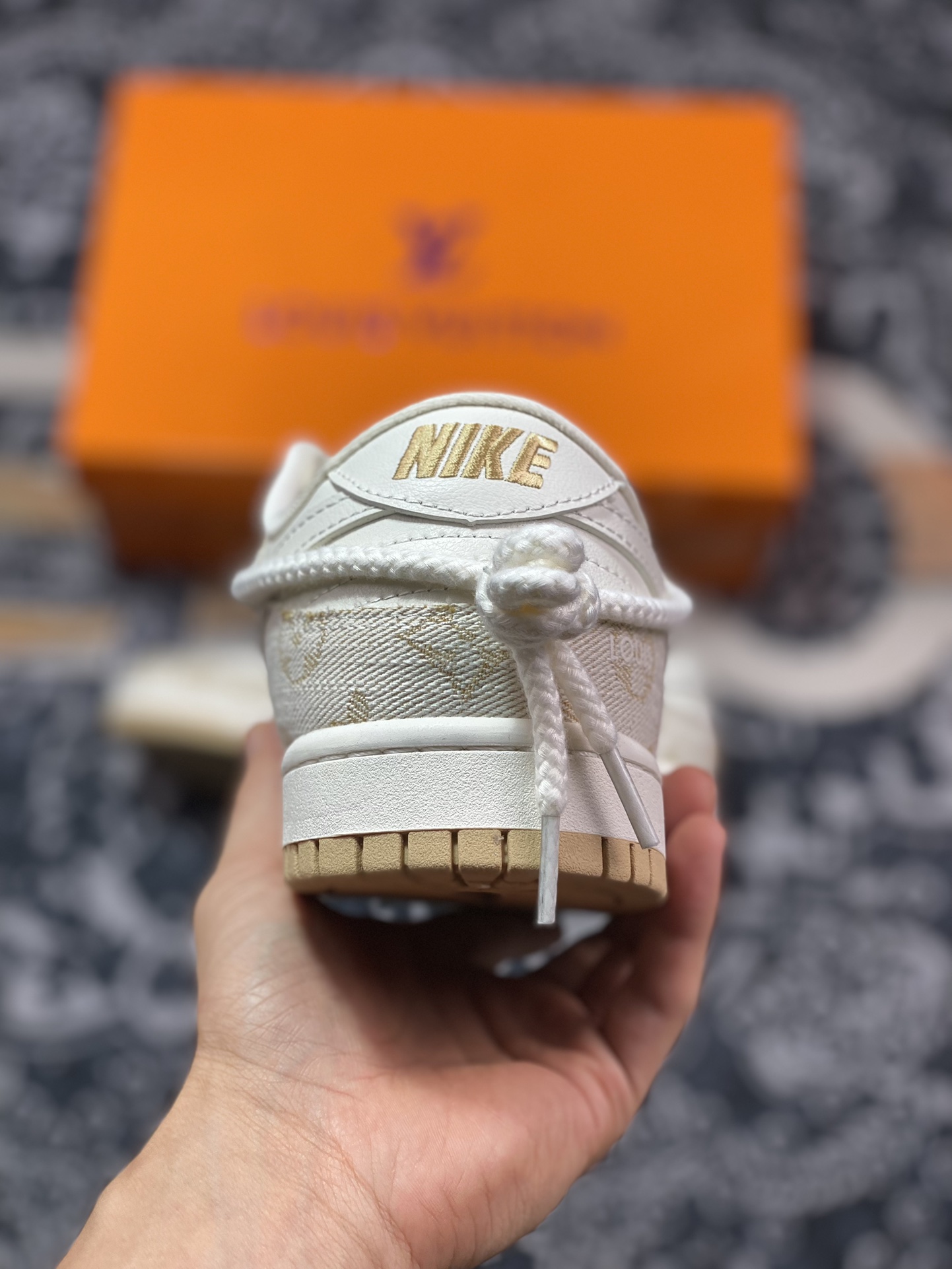 Original NK Dunk Low Retro ”DIY high-end customization” LV beige khaki deconstructed straps SJ2068-247