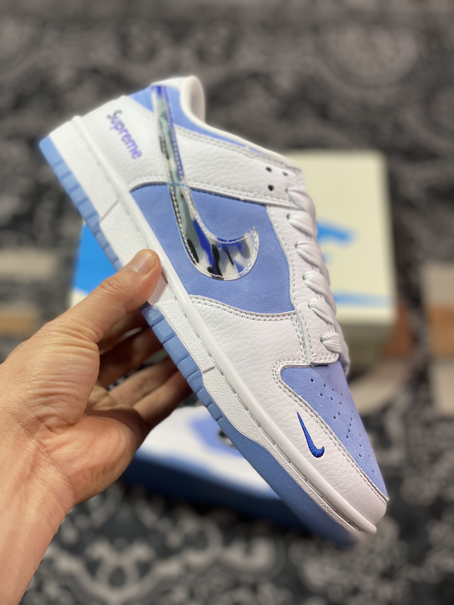 Original level Supreme x Nk SB Dunk Low joint-Royal Blue Anniversary high-end customized low-top casual sneakers JH8039-936
