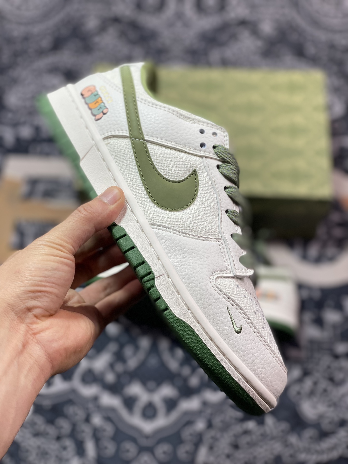 Original NK Dunk Low Retro ”DIY high-end customization” linen stitching beige green DQ1098-368