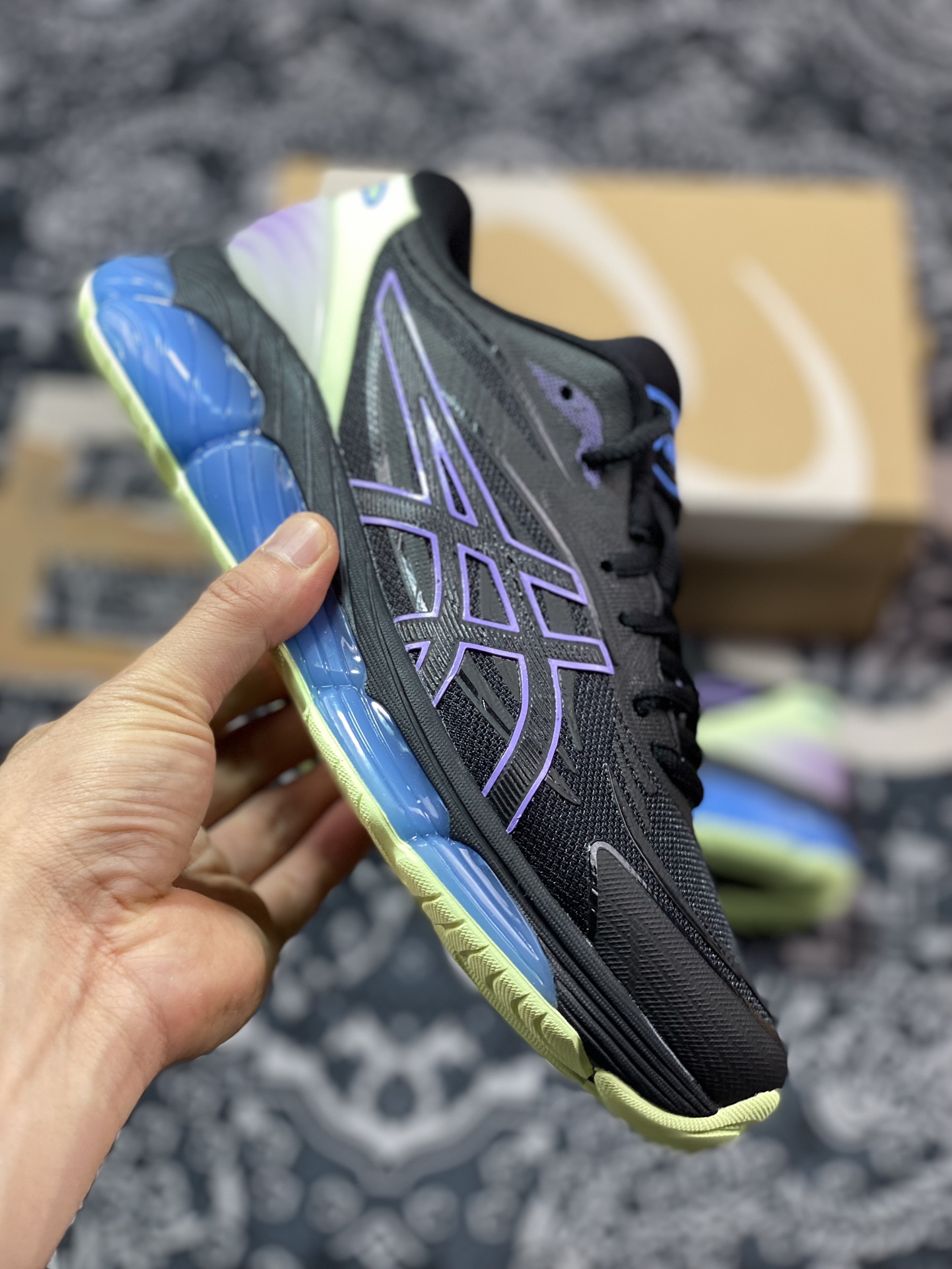 260  亚瑟士 Asics-Gel-Quantum（360-8代）网面舒适日常网布耐磨低帮，休闲跑步鞋男款-黑紫1203A305-004