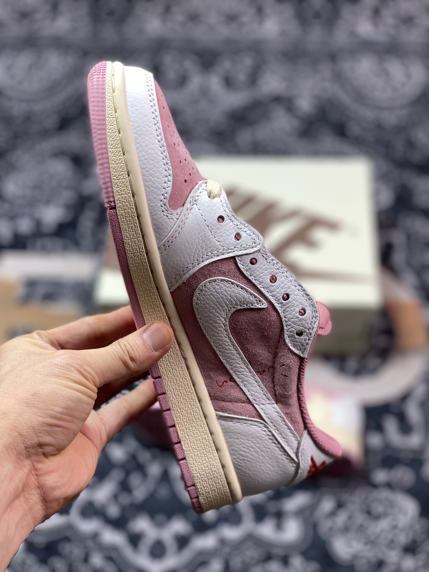 Travis Scott x Air Jordan 1 Low OG joint white powder hook low-top DM7866-600