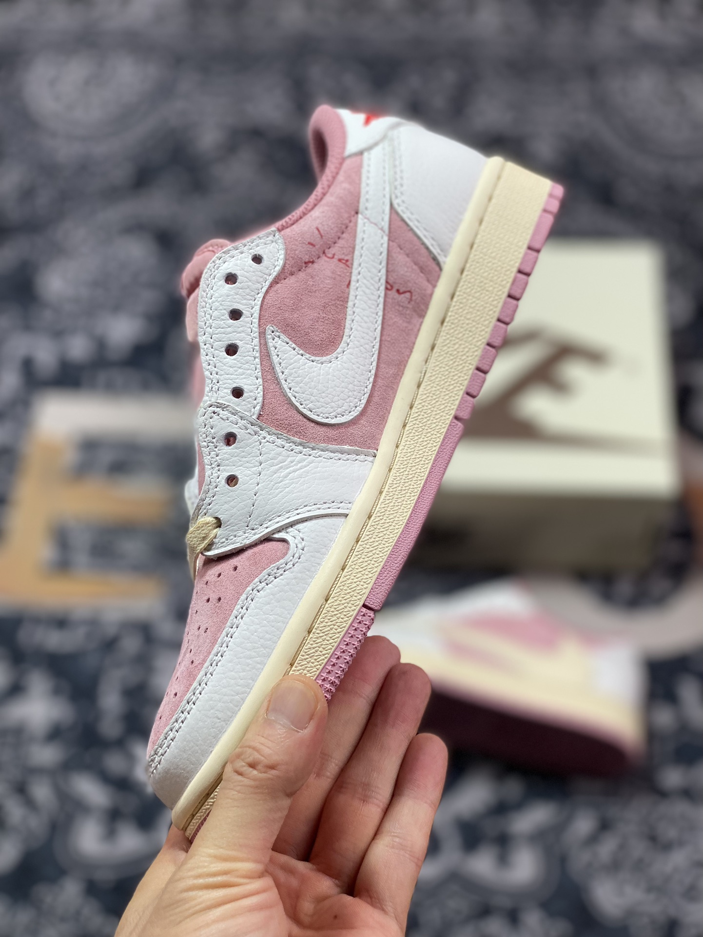 Travis Scott x Air Jordan 1 Low OG joint white powder hook low-top DM7866-600