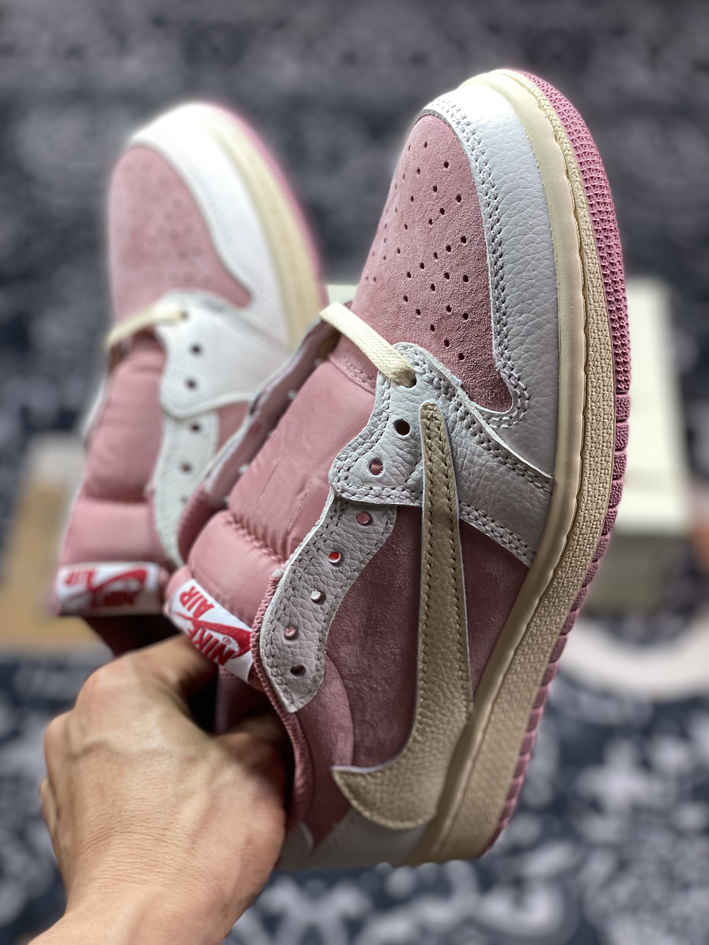 Travis Scott x Air Jordan 1 Low OG joint white powder hook low-top DM7866-600
