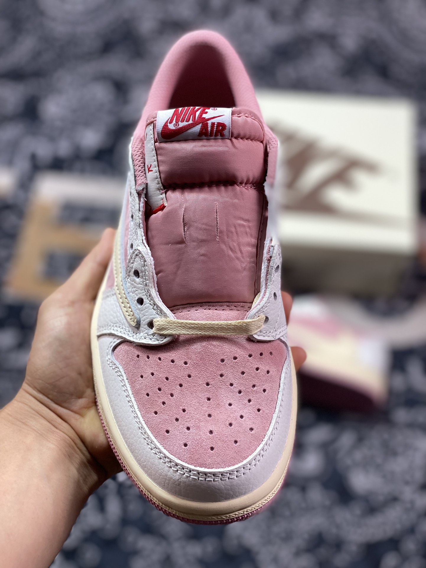 Travis Scott x Air Jordan 1 Low OG joint white powder hook low-top DM7866-600
