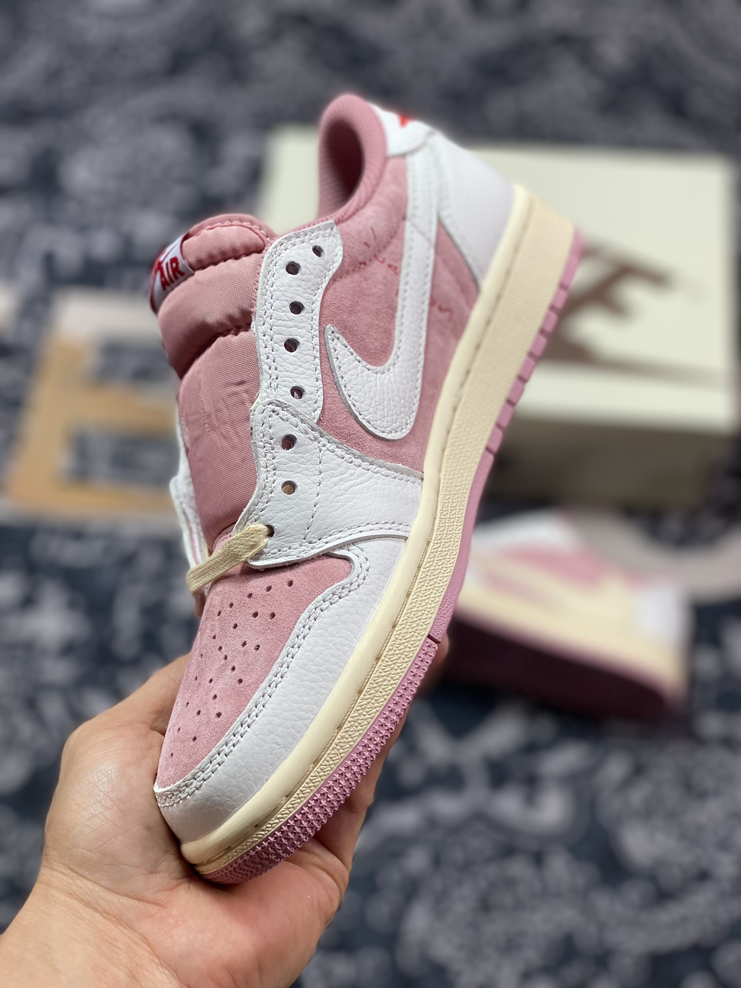 Travis Scott x Air Jordan 1 Low OG joint white powder hook low-top DM7866-600