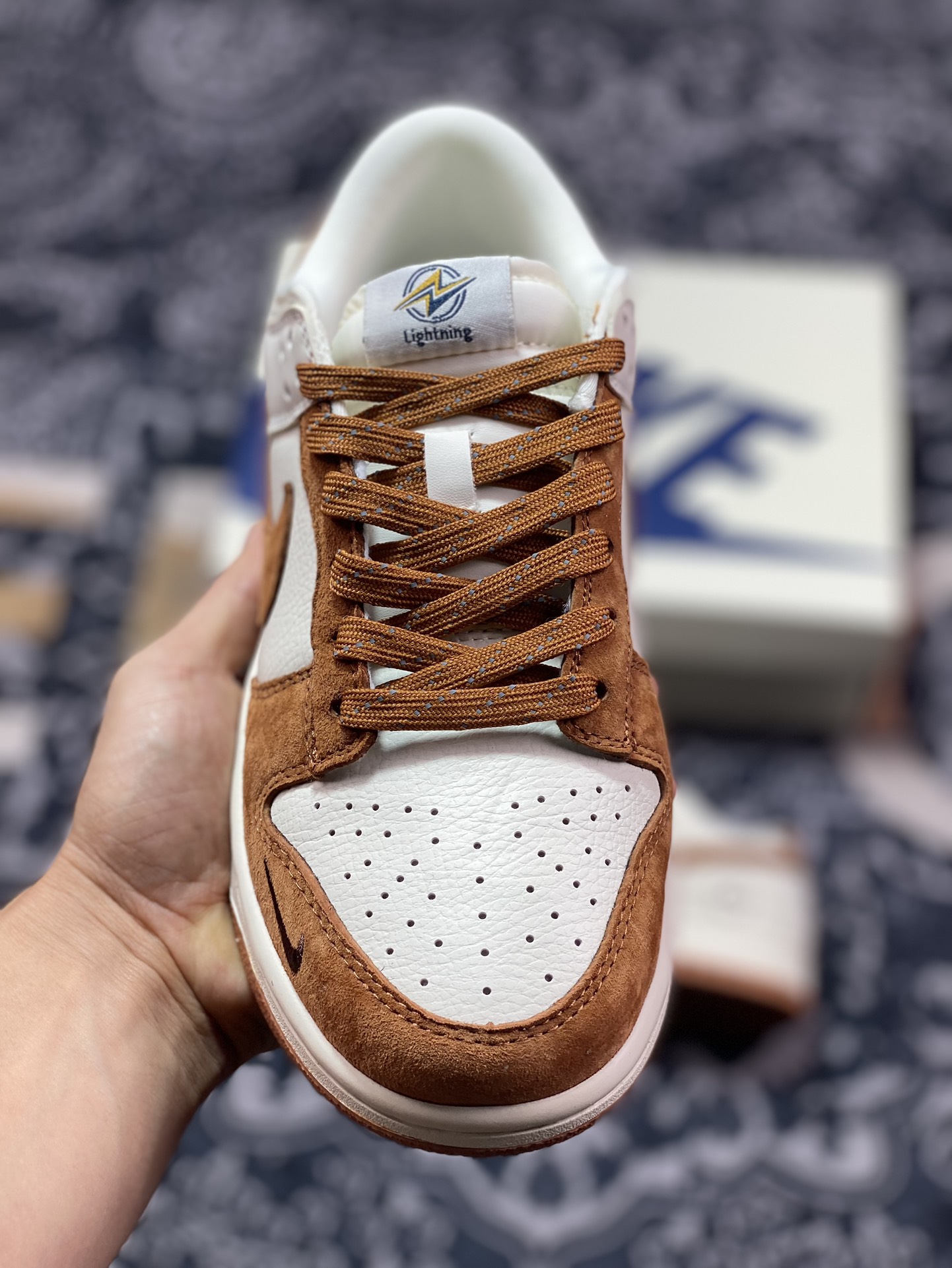 NK Dunk Low Retro ”DIY high-end customization” Lightning beige and brown low-top casual sports shoes XD6188-031