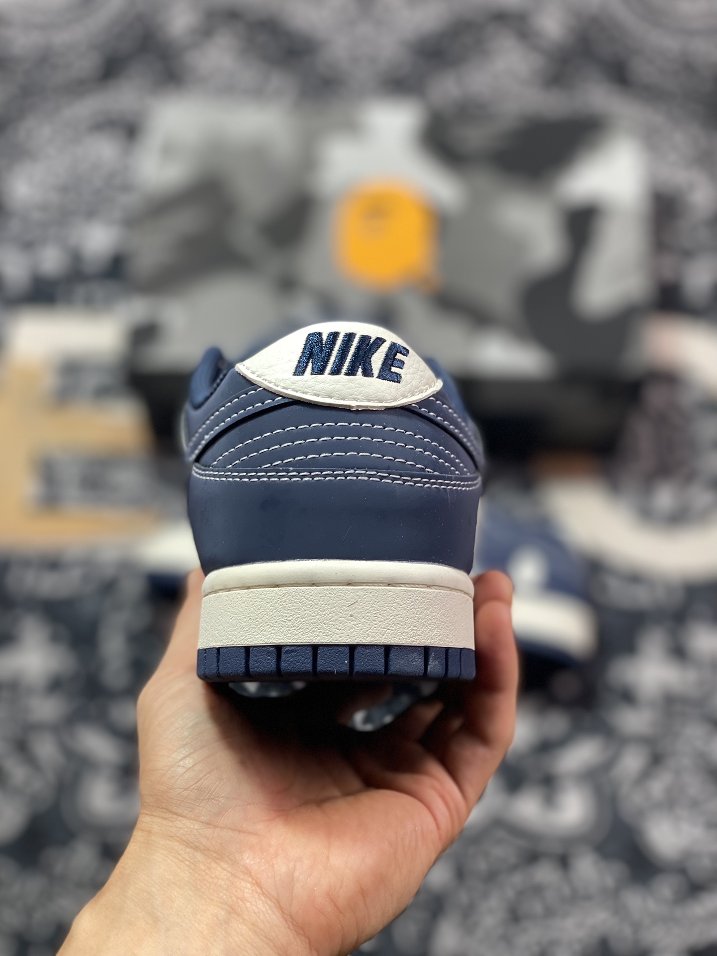 Original NK Dunk Low Retro ”DIY high-end customization” Bape beige blue-gray low-top casual sports shoes BB8969-001