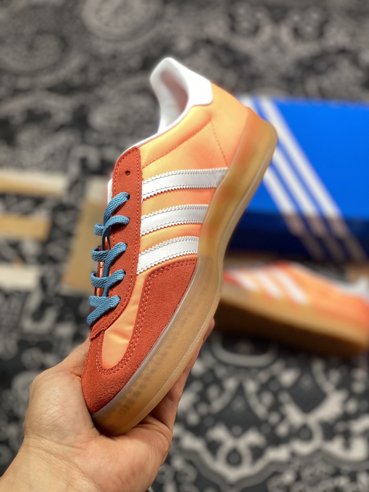 Adidas Gazelle Indoor Trainers ”Orange Pink and Orange Red Raw Rubber Sole” HQ9016