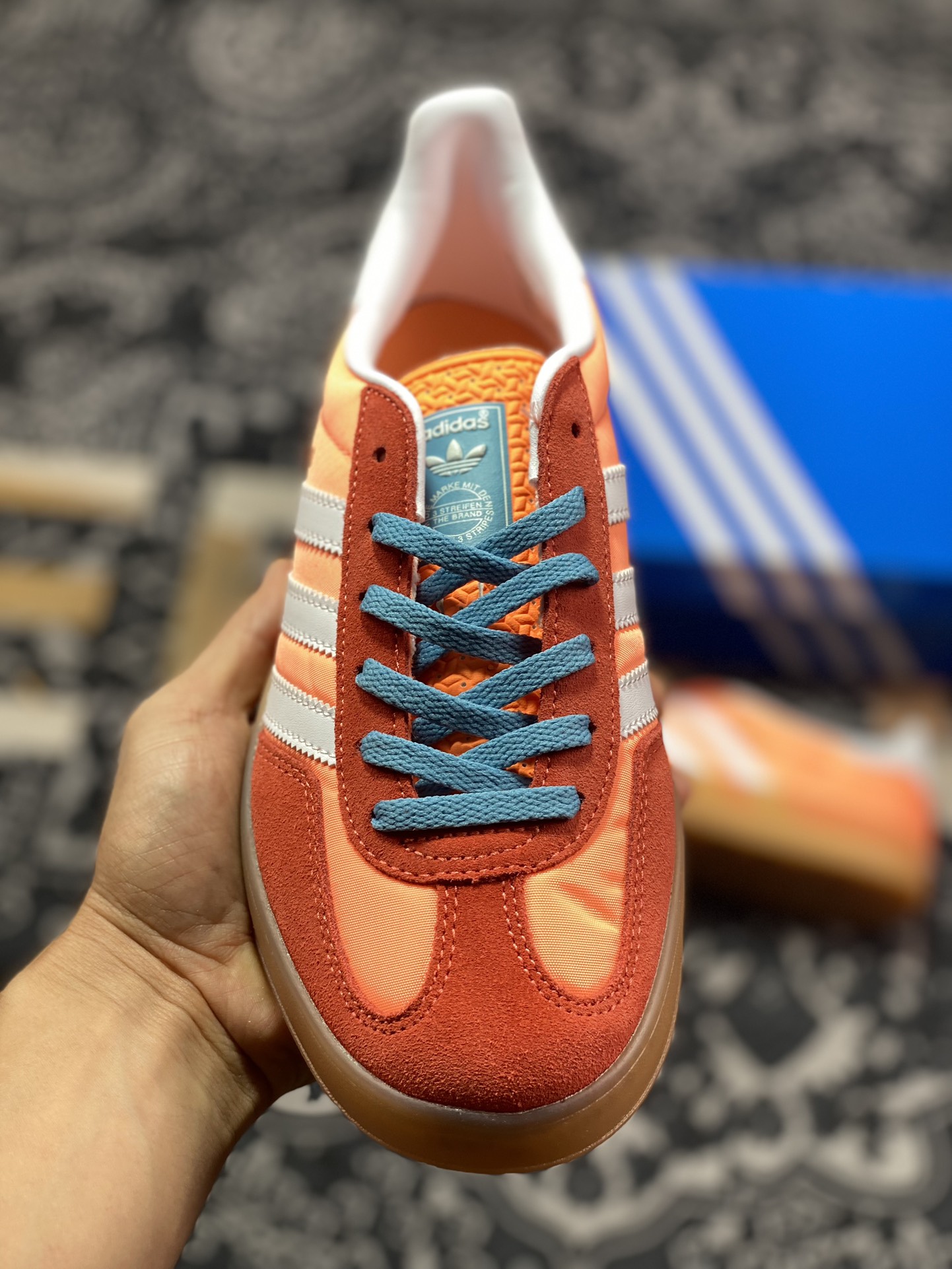 Adidas Gazelle Indoor Trainers ”Orange Pink and Orange Red Raw Rubber Sole” HQ9016