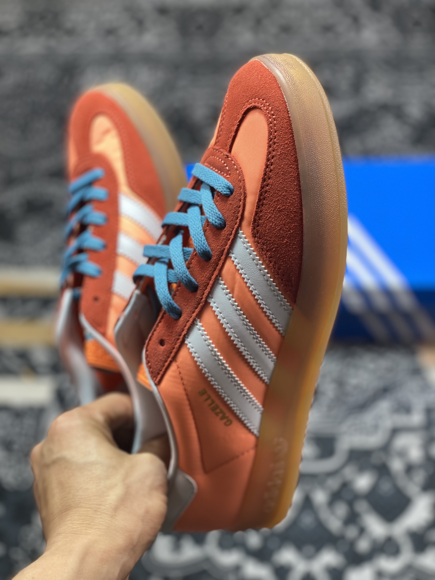 Adidas Gazelle Indoor Trainers ”Orange Pink and Orange Red Raw Rubber Sole” HQ9016