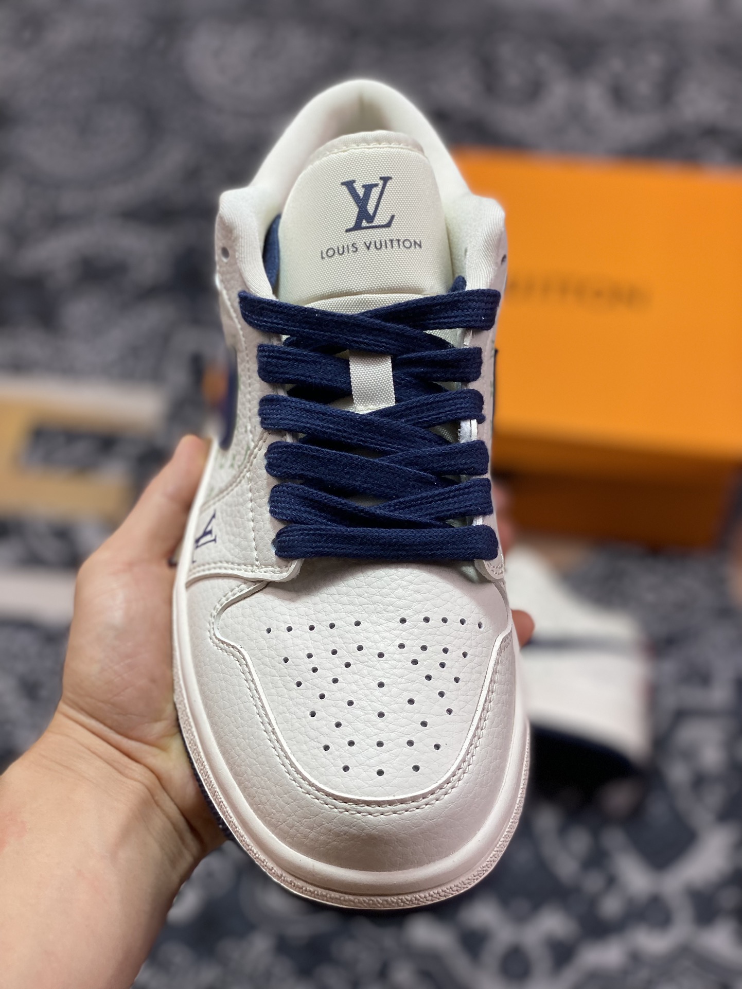 Air Jordan 1 ”LV Joint - Beige Orange Blue” High-end Customization WG8850-001