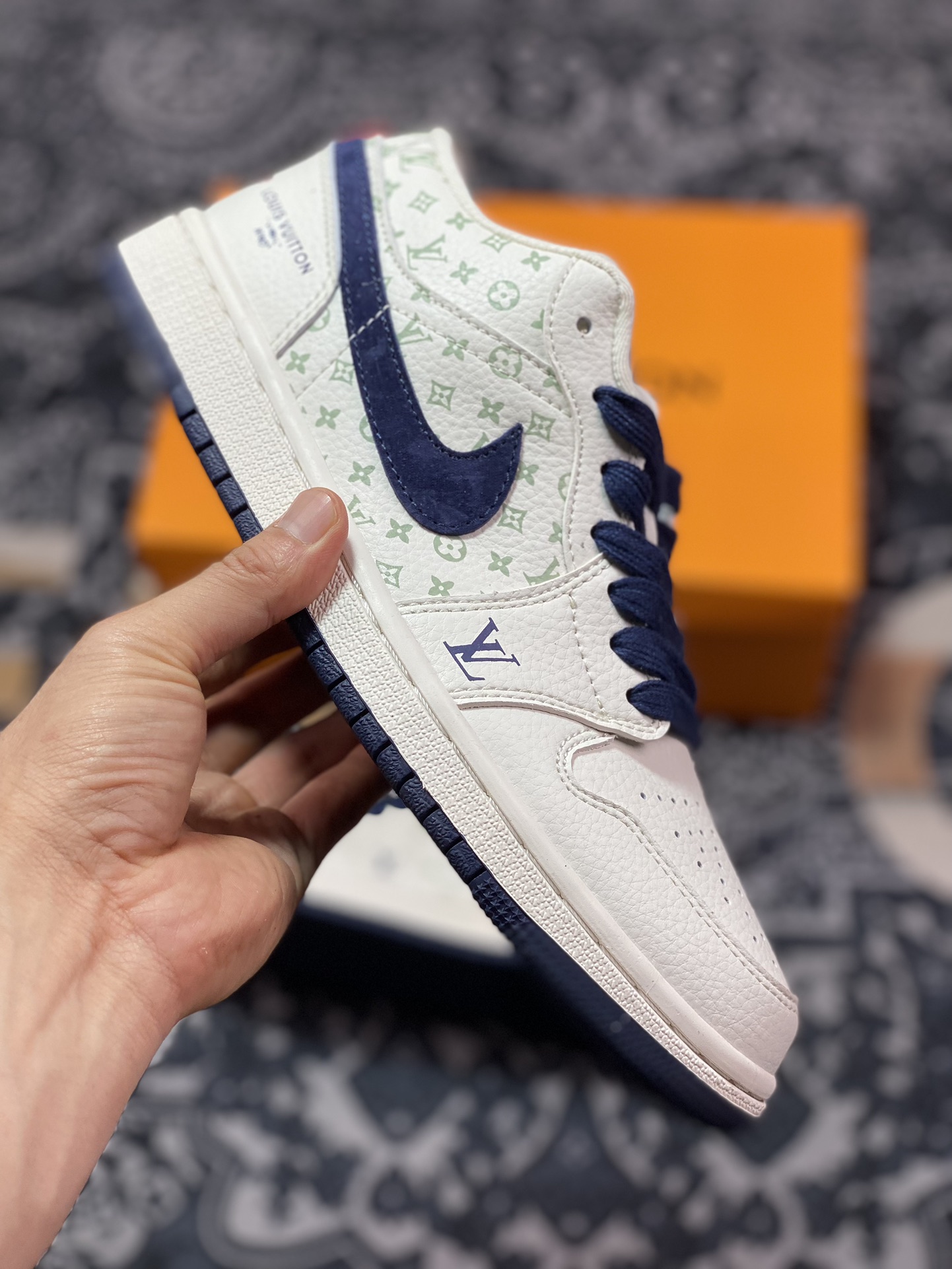Air Jordan 1 ”LV Joint - Beige Orange Blue” High-end Customization WG8850-001