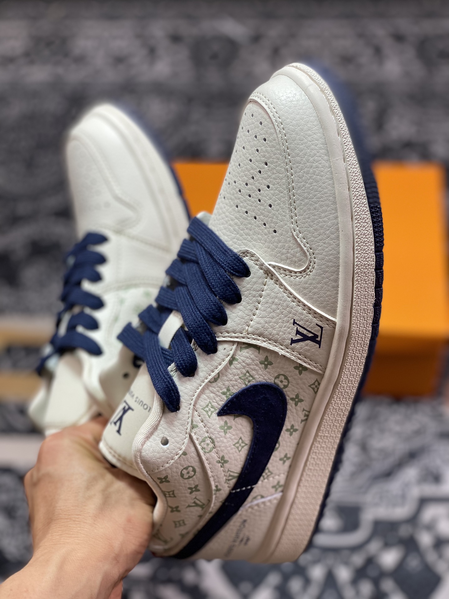 Air Jordan 1 ”LV Joint - Beige Orange Blue” High-end Customization WG8850-001