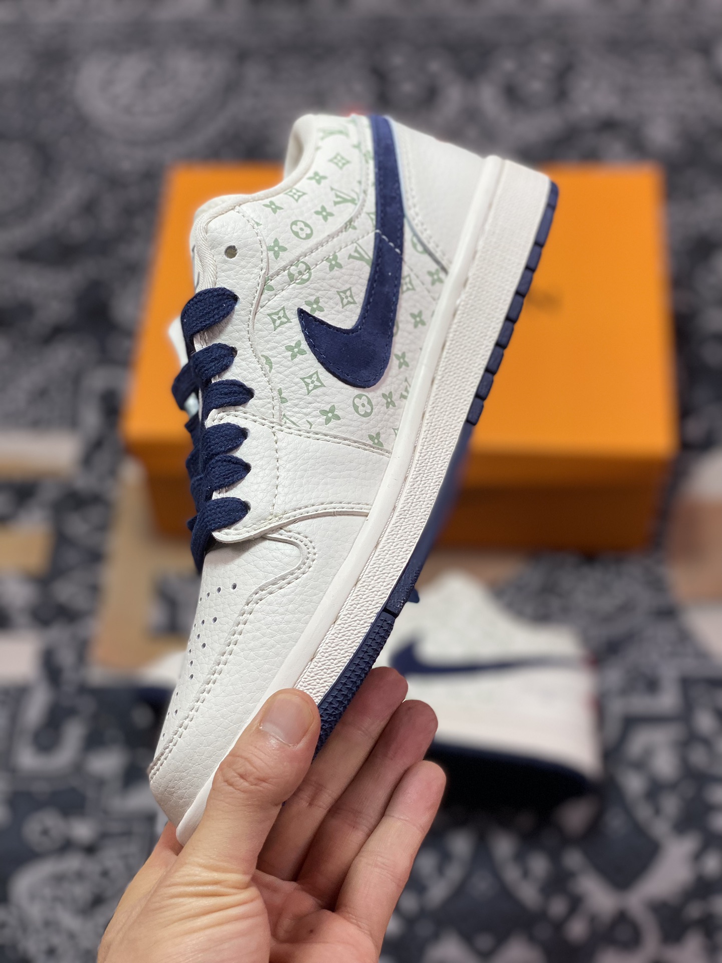 Air Jordan 1 ”LV Joint - Beige Orange Blue” High-end Customization WG8850-001