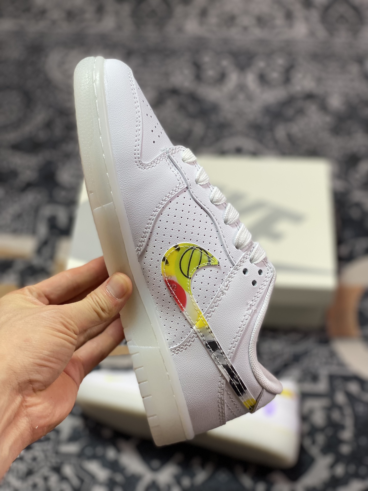 NK SB Dunk Low ”BAPE joint - white and green hook” anniversary high-end customized low-top casual sneakers JH8039-940