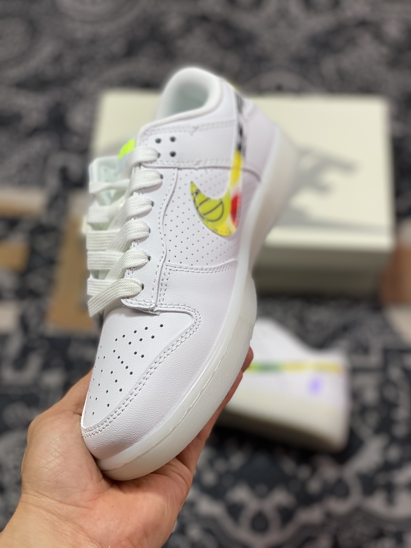 NK SB Dunk Low ”BAPE joint - white and green hook” anniversary high-end customized low-top casual sneakers JH8039-940