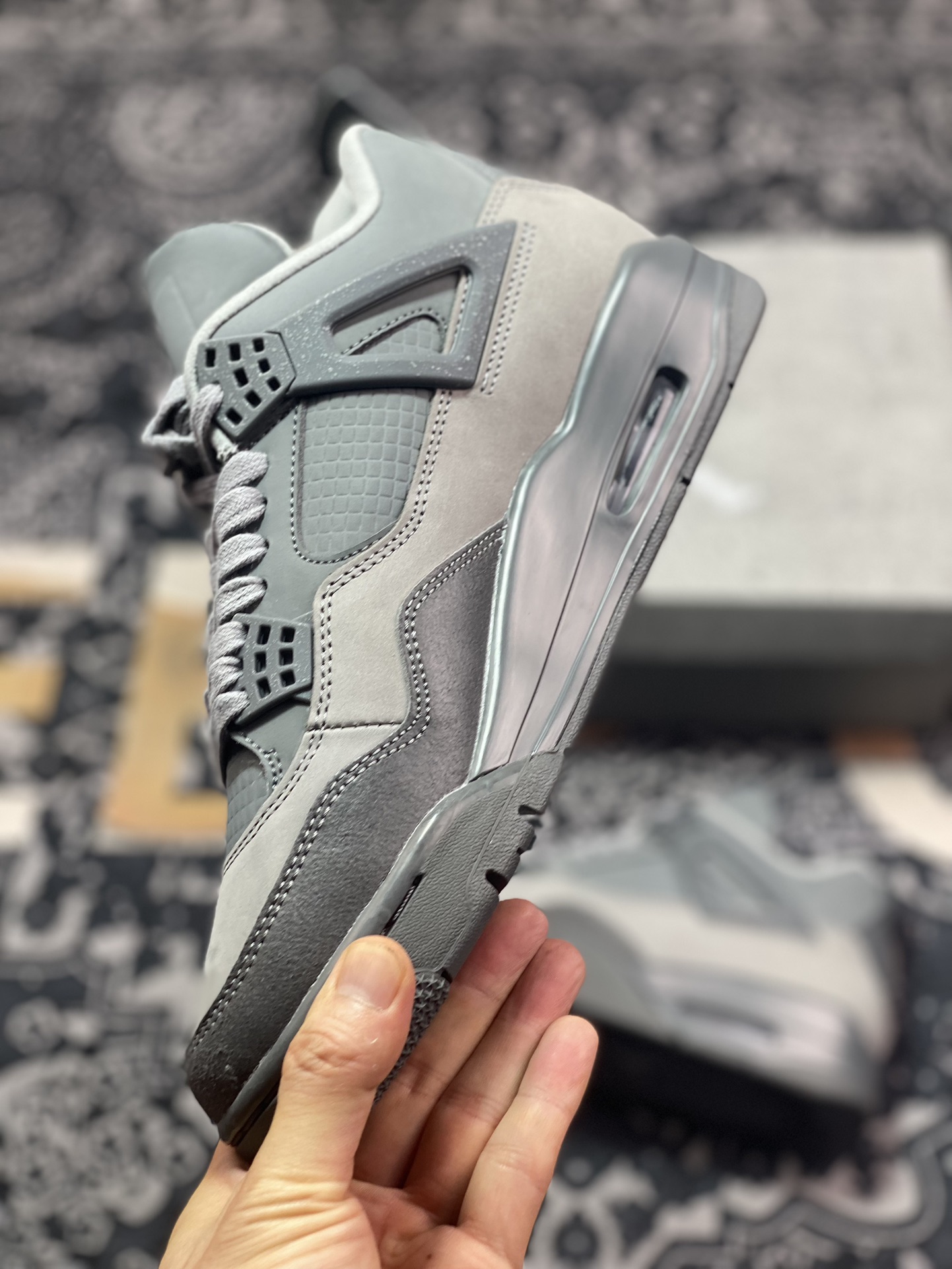 360 原装级别 Air Jordan 4 " Smoke Grey " AJ4乔4 文化篮球鞋 烟灰 FQ7928-001