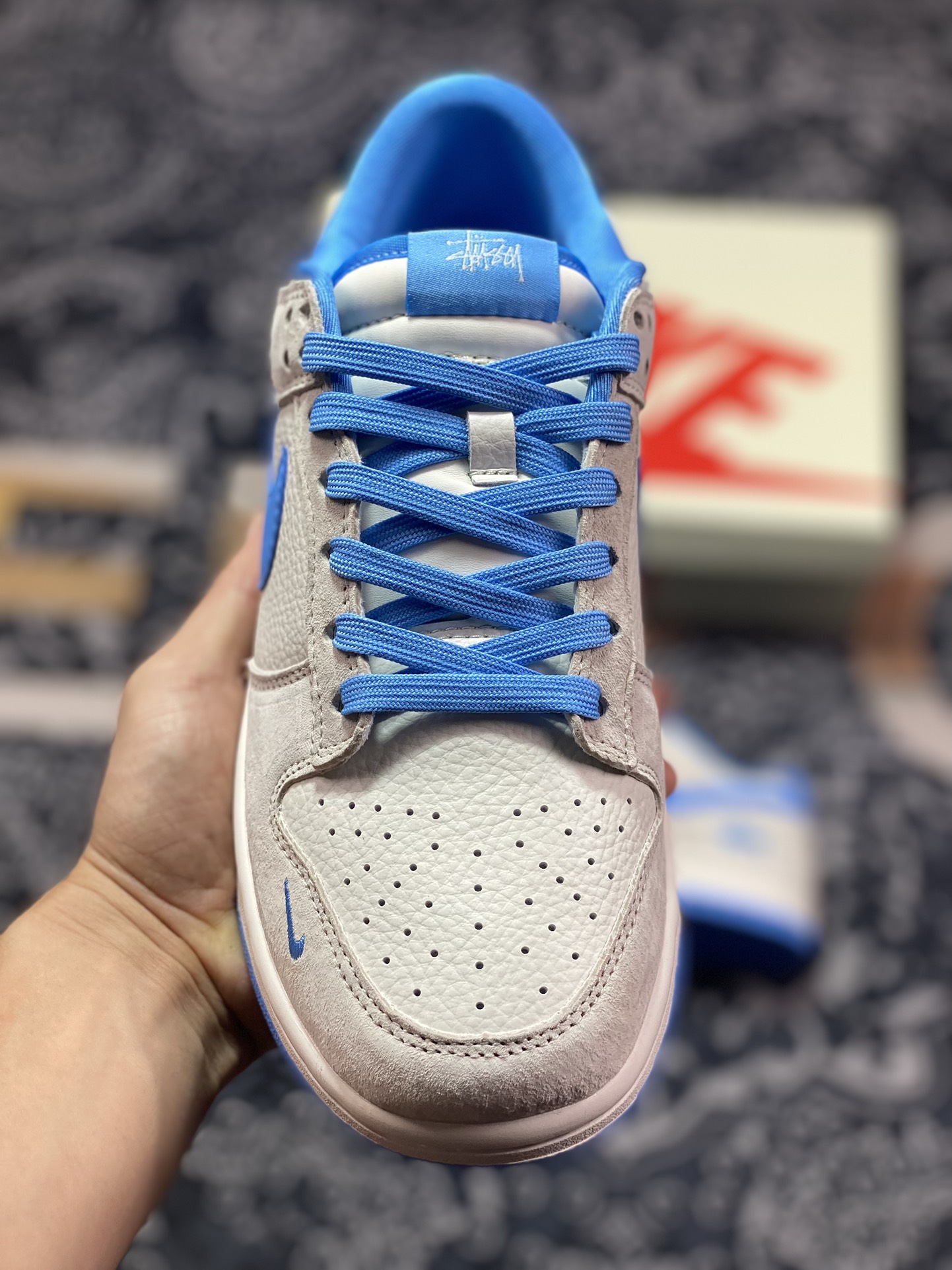 300 原装级别 NK Dunk Low Retro "DIY高端定制" 斯图西米灰蓝 低帮休闲运动板鞋 DQ1098-371