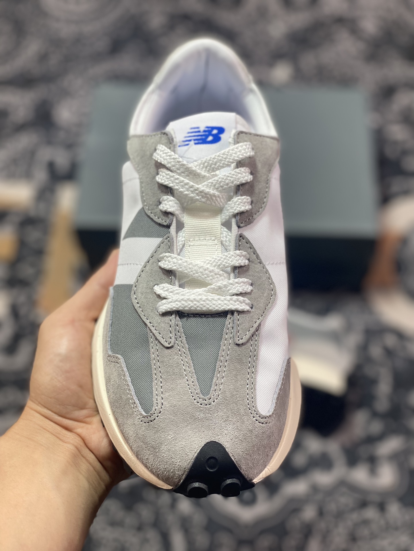 200 新百伦New Balance MS327系列复古休闲运动慢跑鞋“拼色元祖灰白宝蓝”MS327LAB