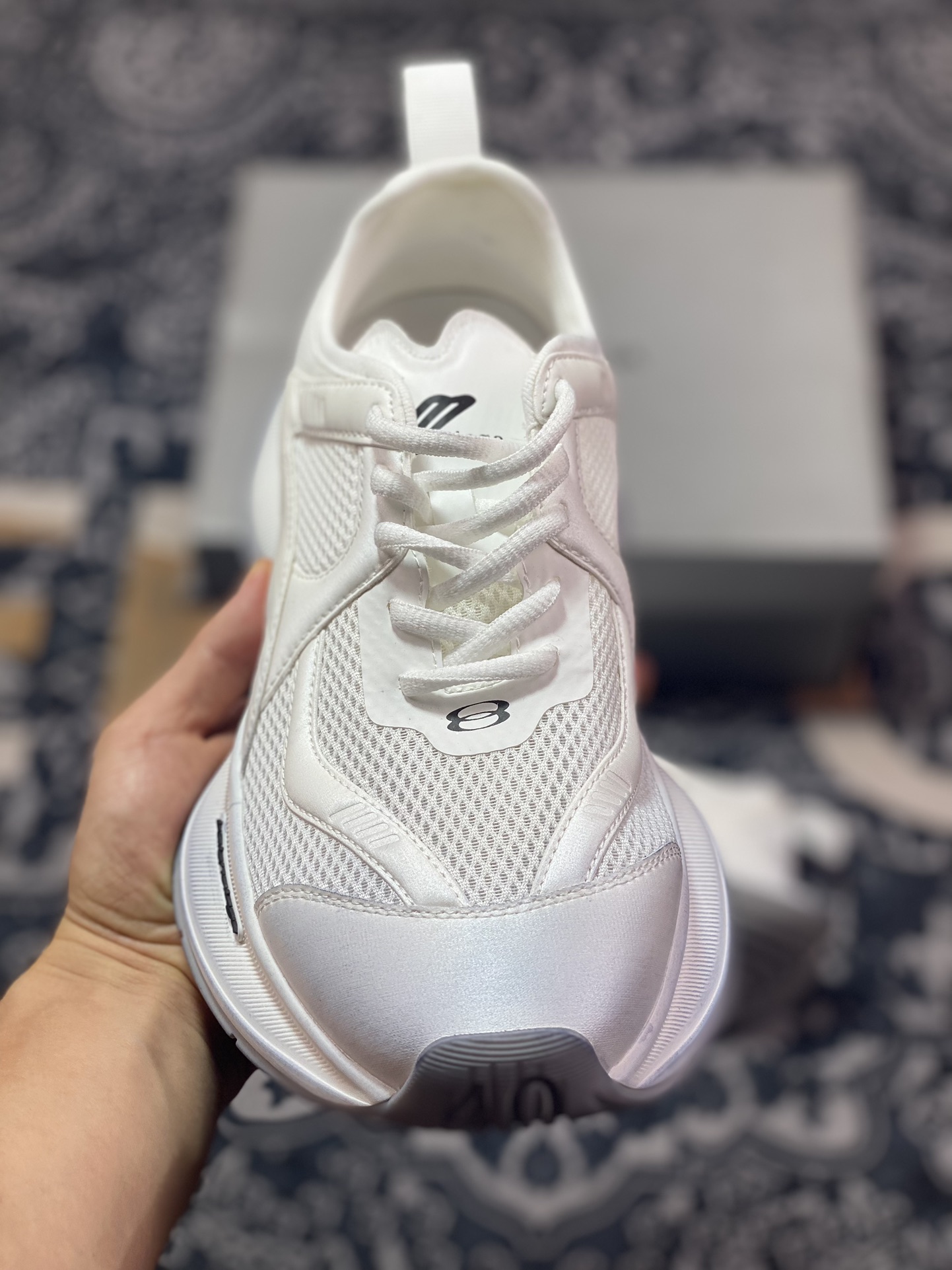 280 巴黎世家BALENCIAGA Circuit Sneakers 环道系列低帮慢跑鞋“网织武士白灰LOGO做旧”793944 WFLGY 0120