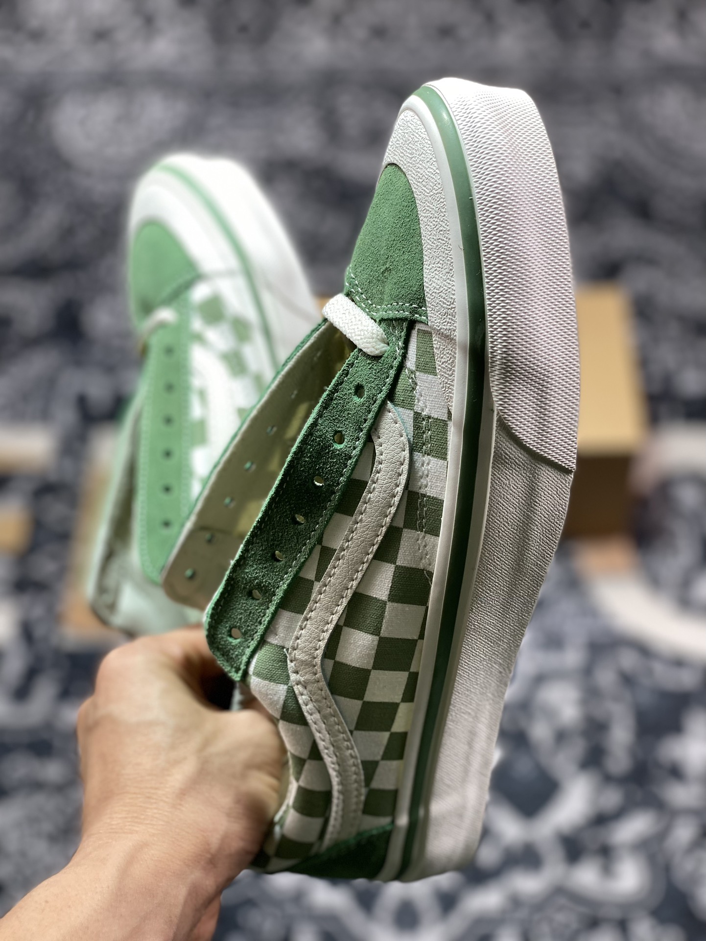 150 真标 Vans Old Skool Reissue 136 绿色棋盘格 包头复古休闲帆布鞋 VN000MT6V0N