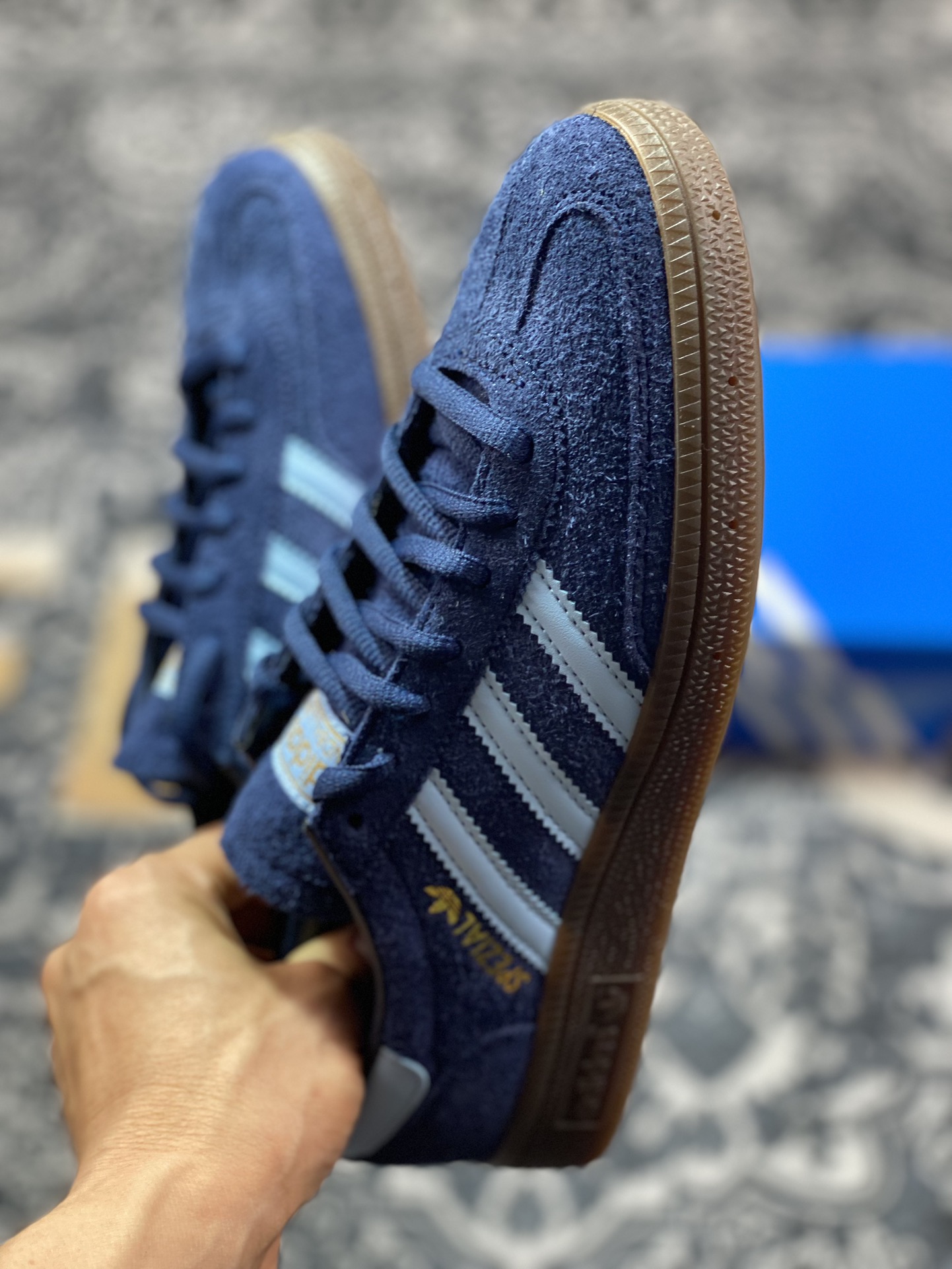 200 优选 原装级别Adidas Originals Handball Spzl 蓝棕 低帮休闲板鞋 BD7633