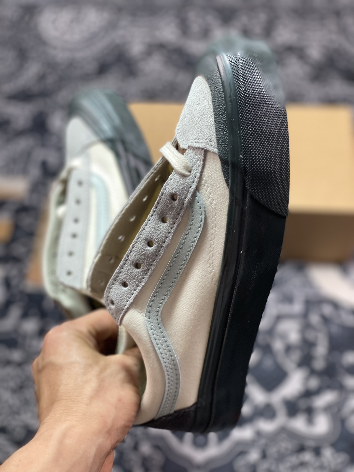 160 真标 Vans Old Skool Reissue 136 拼色灰蓝白 复古休闲硫化板鞋 VN000MT6DT5