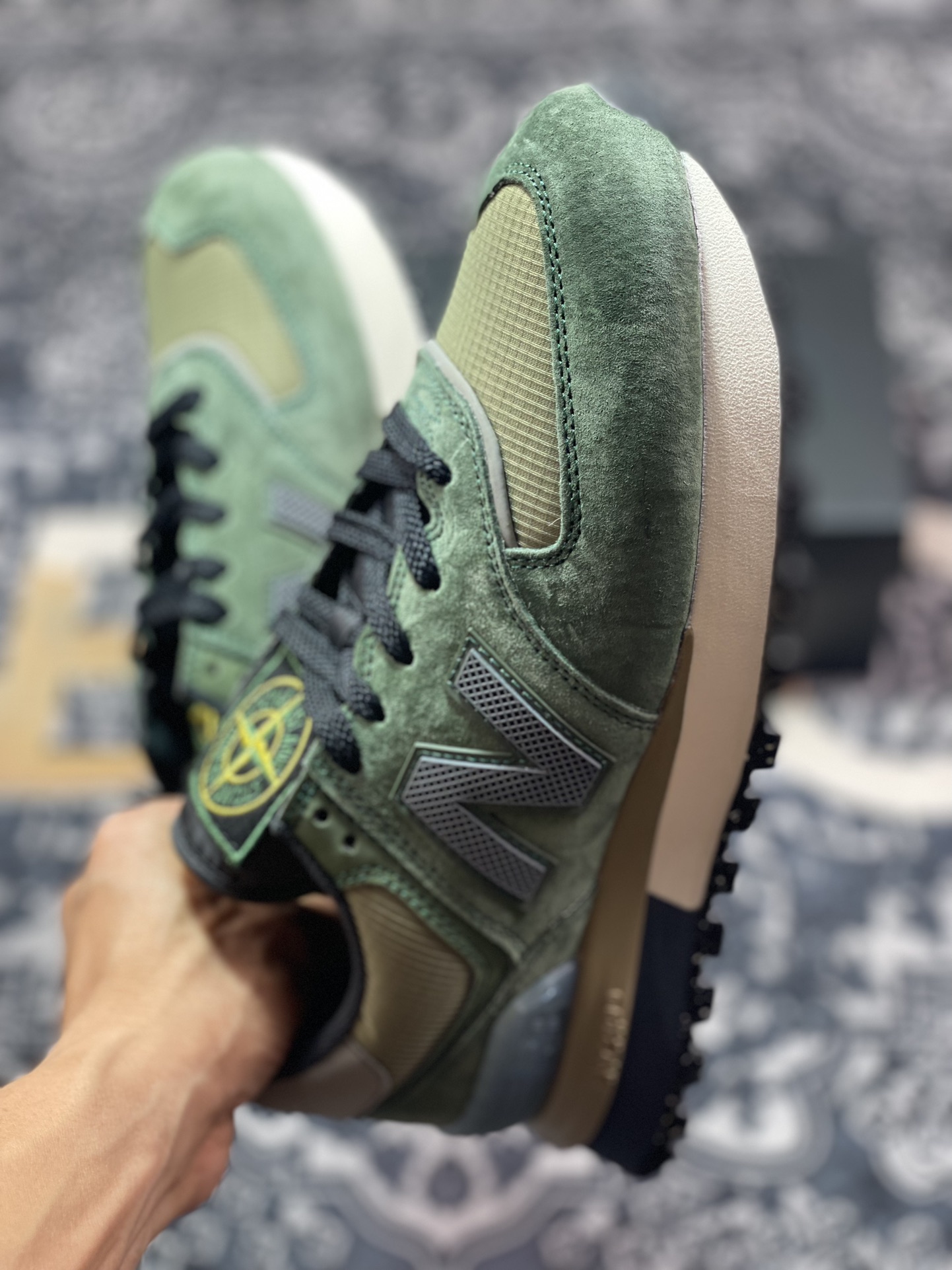 石头岛Stone Island x NB新百伦New Balance U574”Dark Green”慢跑鞋“联名深绿黑卡其”U574LGIL