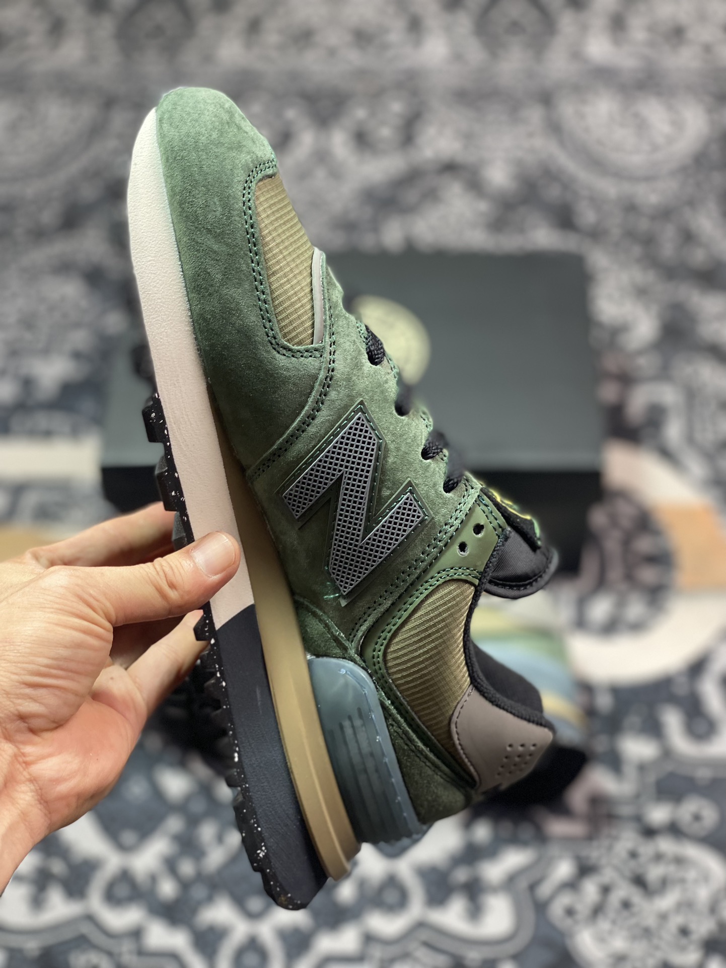 石头岛Stone Island x NB新百伦New Balance U574”Dark Green”慢跑鞋“联名深绿黑卡其”U574LGIL