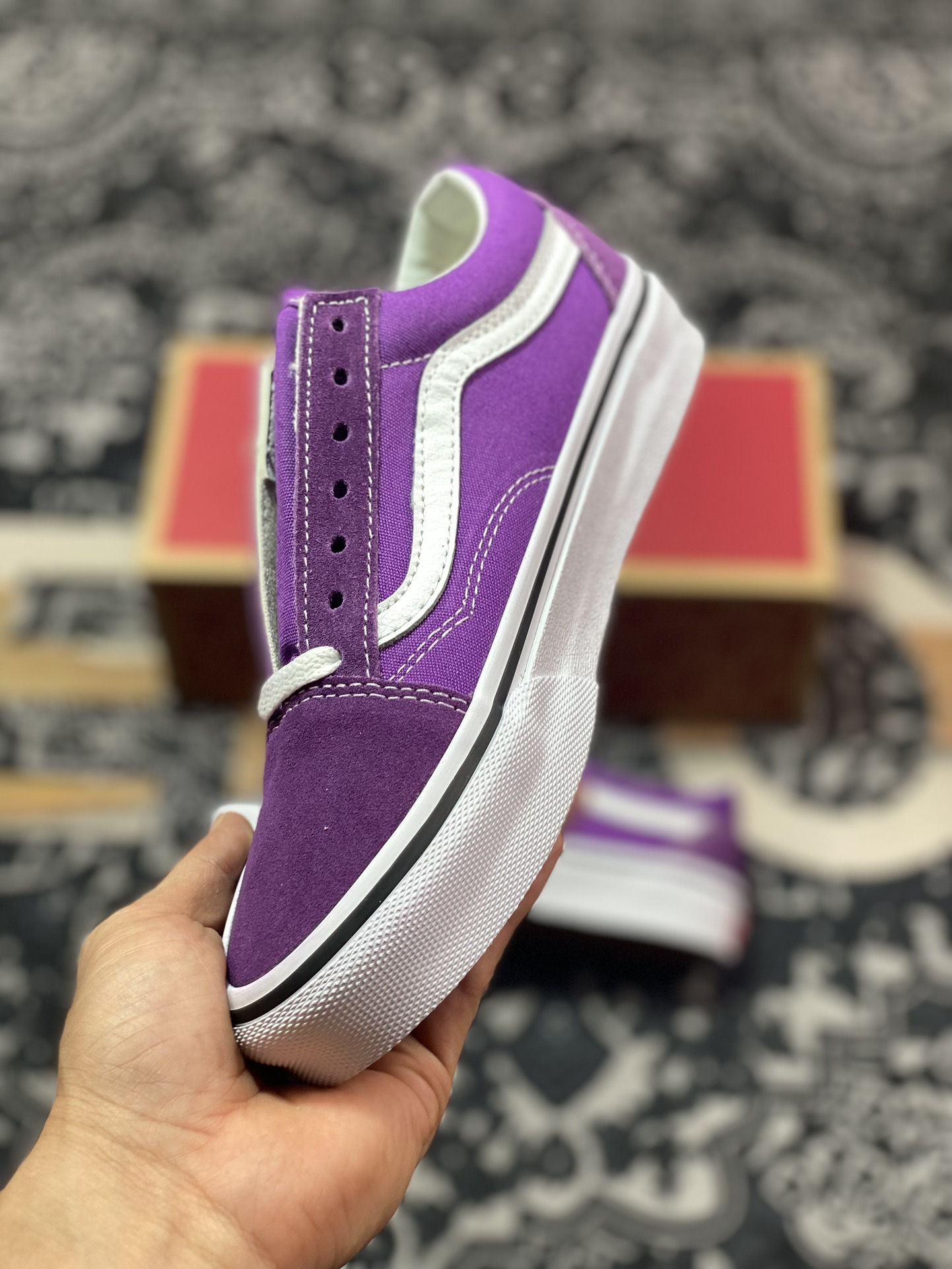 Vans Old Skool 36 DX 紫白 范斯官方 安纳海姆复古低帮休闲帆布鞋  VN0007NT1N8