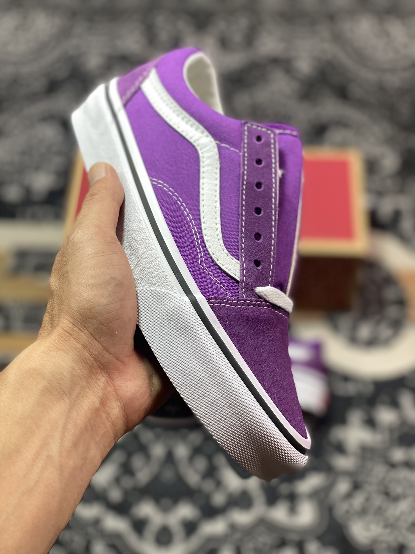 Vans Old Skool 36 DX 紫白 范斯官方 安纳海姆复古低帮休闲帆布鞋  VN0007NT1N8