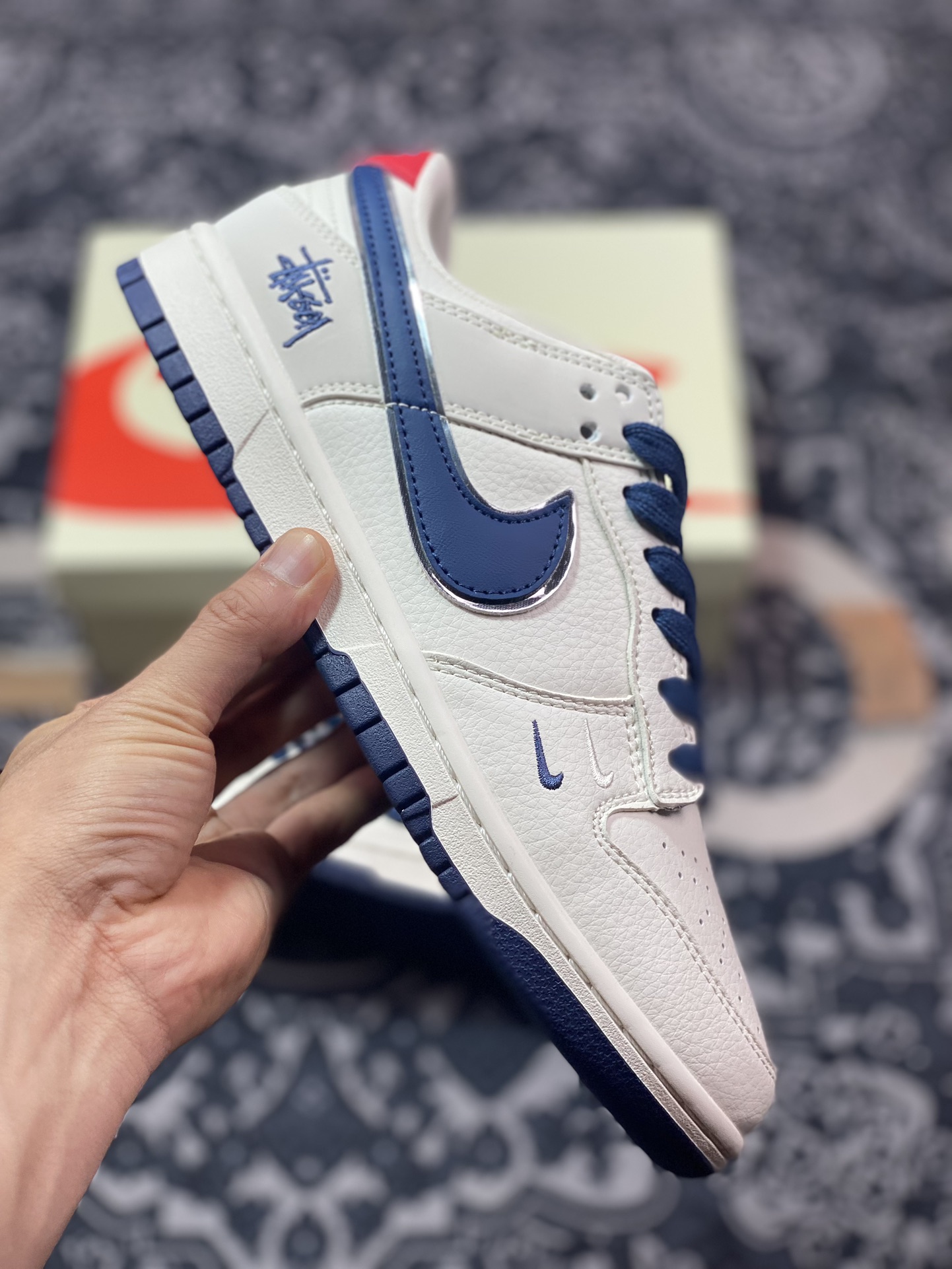 NK Dunk Low Retro ”DIY高端定制” 斯图西米蓝红 低帮休闲运动板鞋 DQ1098-379